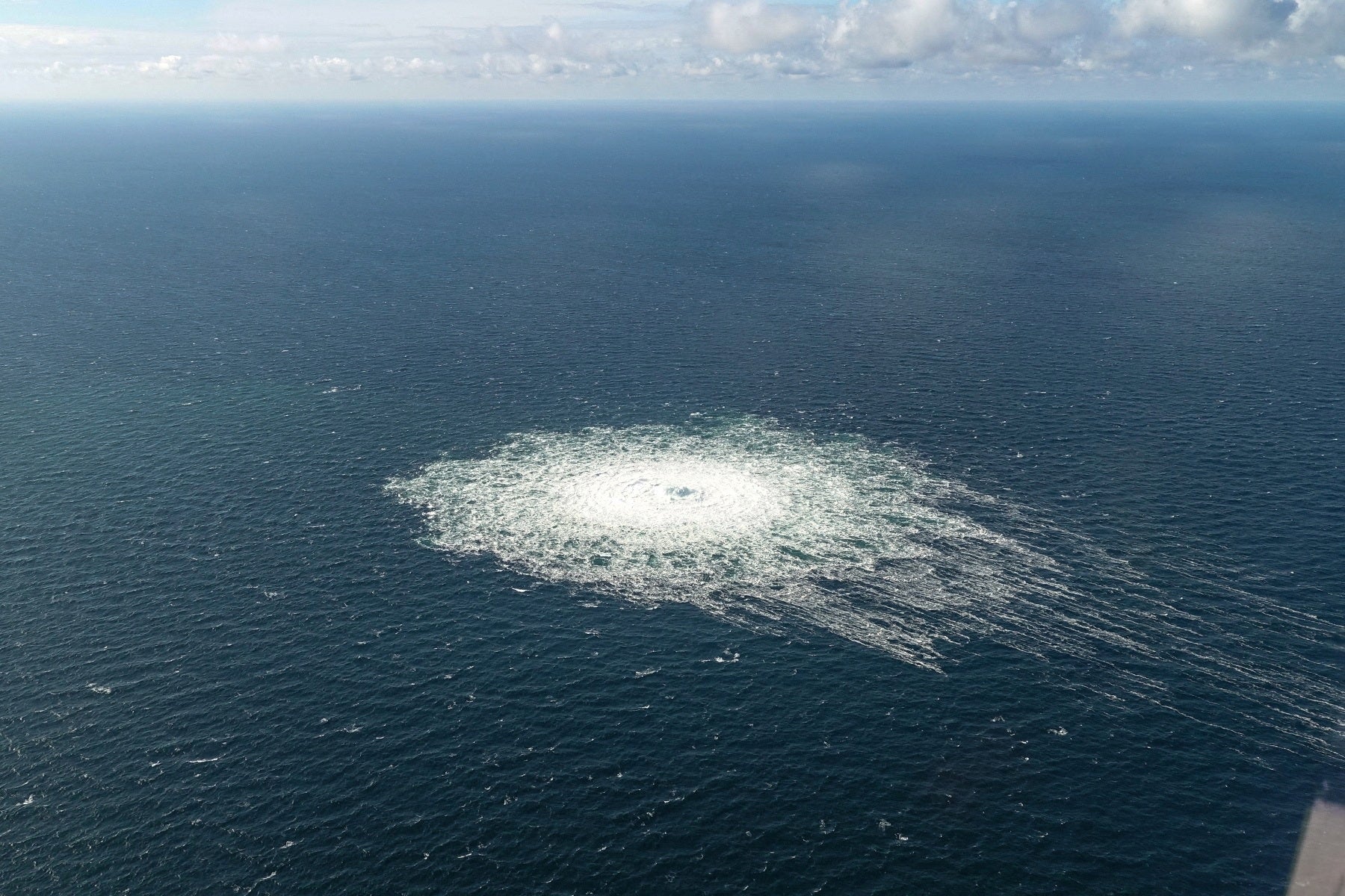 Gas leak at Nord Stream 2 as seen from the Danish F-16 interceptor on Bornholm, Denmark