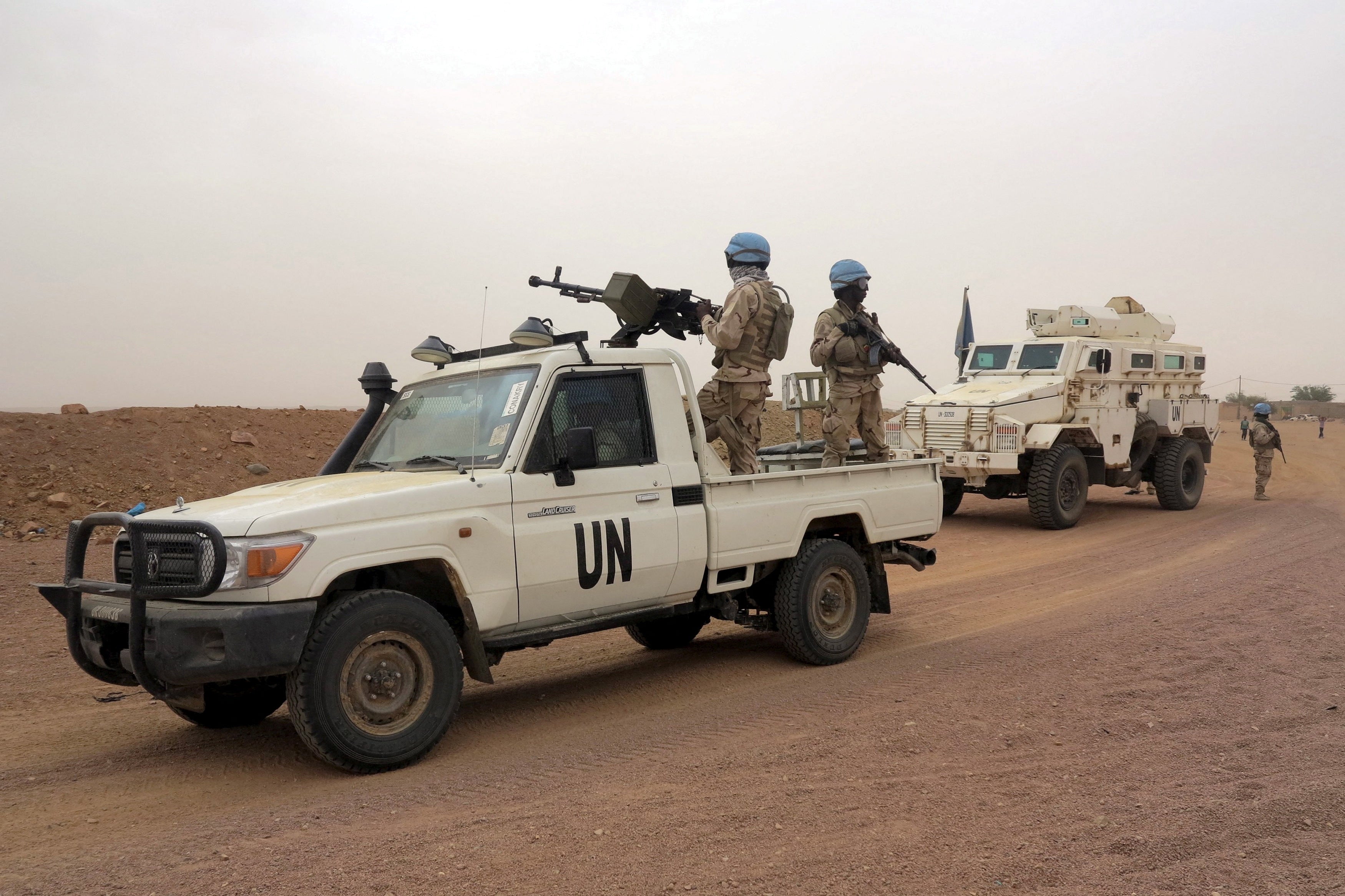 UN peacekeepers patrol in Kidal, Mali, July 23, 2015.