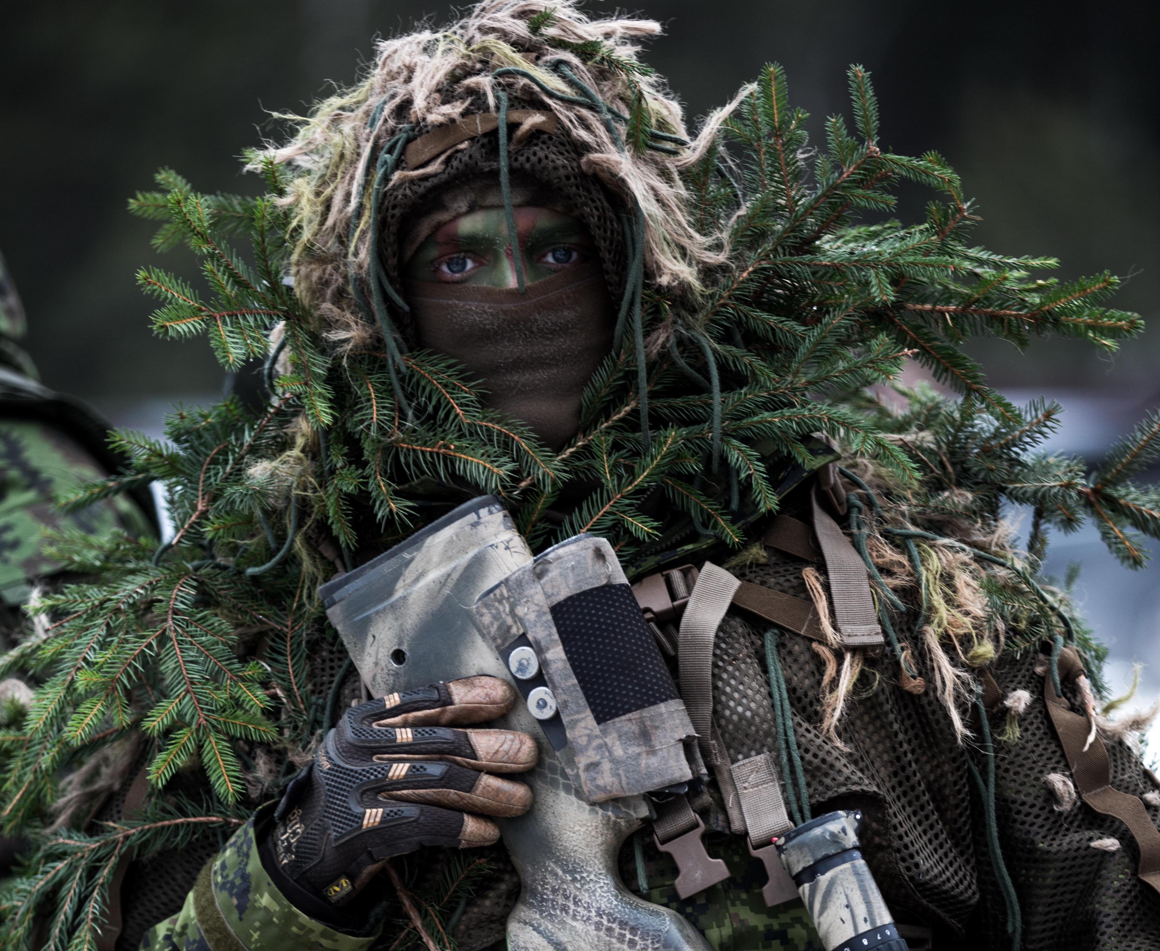 A Canadian sniper is seen during the Iron sword 2016 joint drill