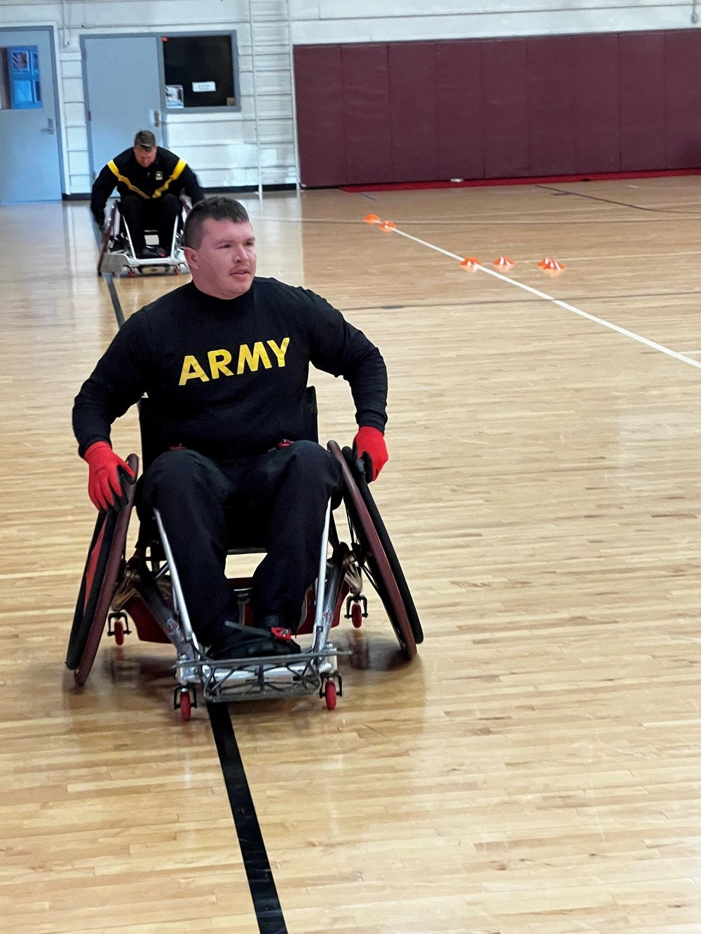 Illustrative file photo — Staff Sgt. Travis Beeghley, a Soldier assigned to the Fort Belvoir Soldier Recovery Unit, participates in wheelchair rugby during a recovery program in January 2024. Photo by MaryTherese Griffin/Army Recovery Care Program