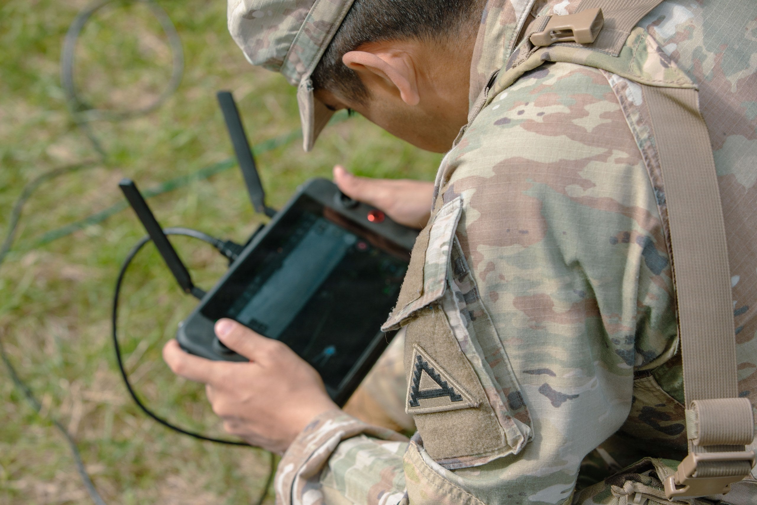 U.S. Army Sgt. 1st Class Logan Parks pilots a surveillance drone during exercise Combined Resolve 26-07 at Hohenfels Training Area, Germany, April 27, 2026. (U.S. Army Reserve photo by Staff Sgt. Luke Wilson)