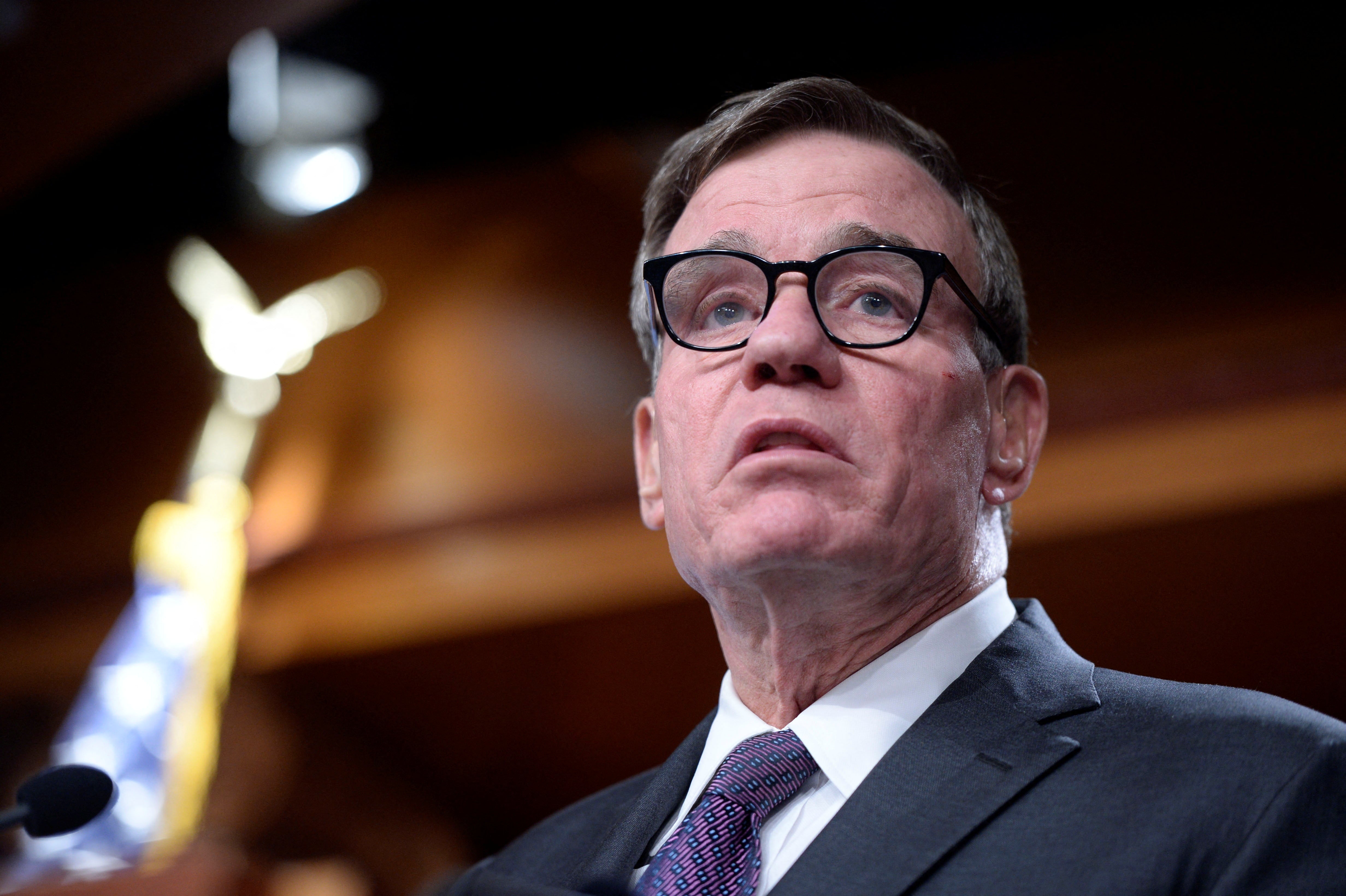 U.S. Senator Mark Warner (D-VA) and other U.S. senators unveil legislation that would allow the Biden administration to "ban or prohibit" foreign technology