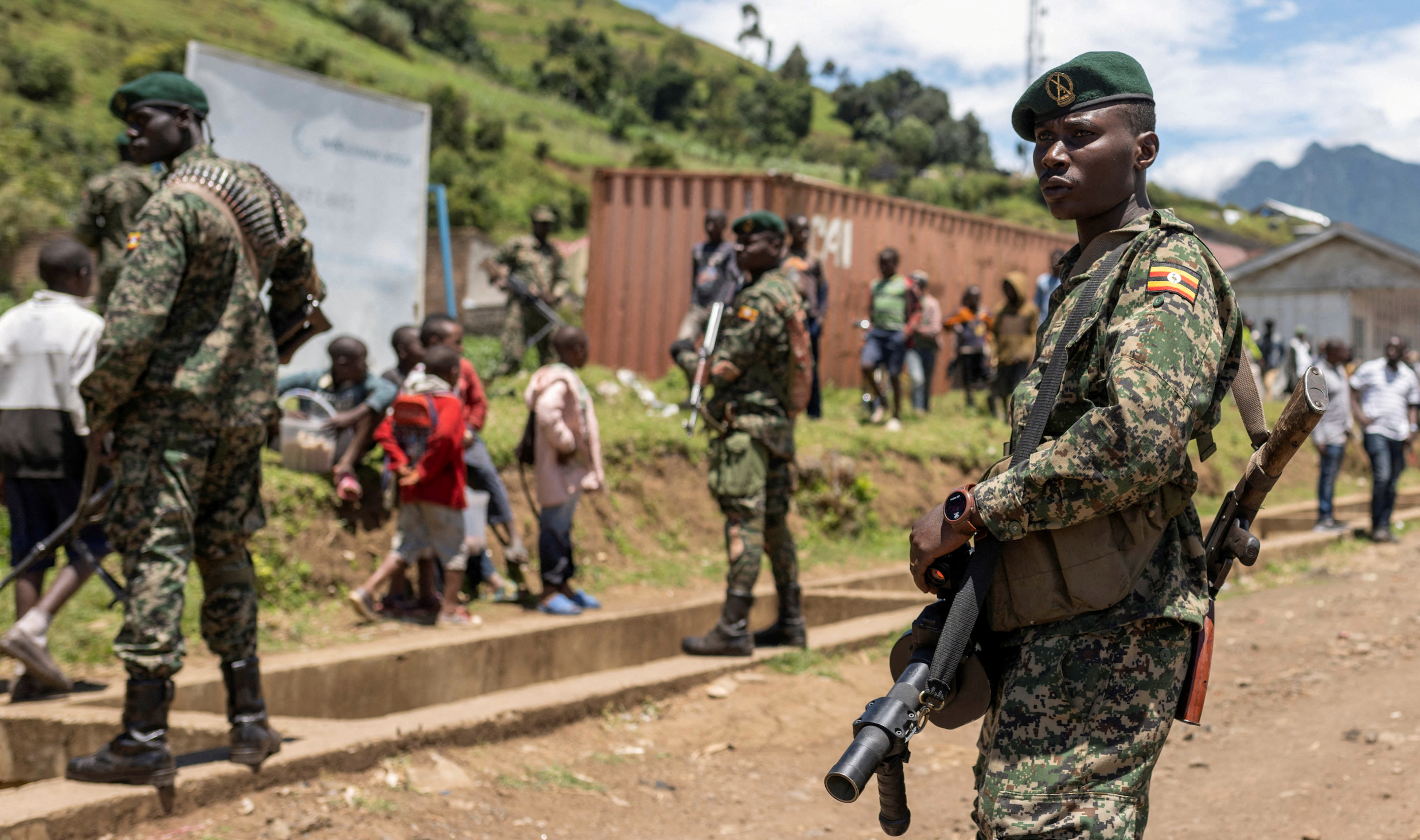 Members of the Ugandan army, part of the troops to the East Africa Community Regional Force (EACRF)