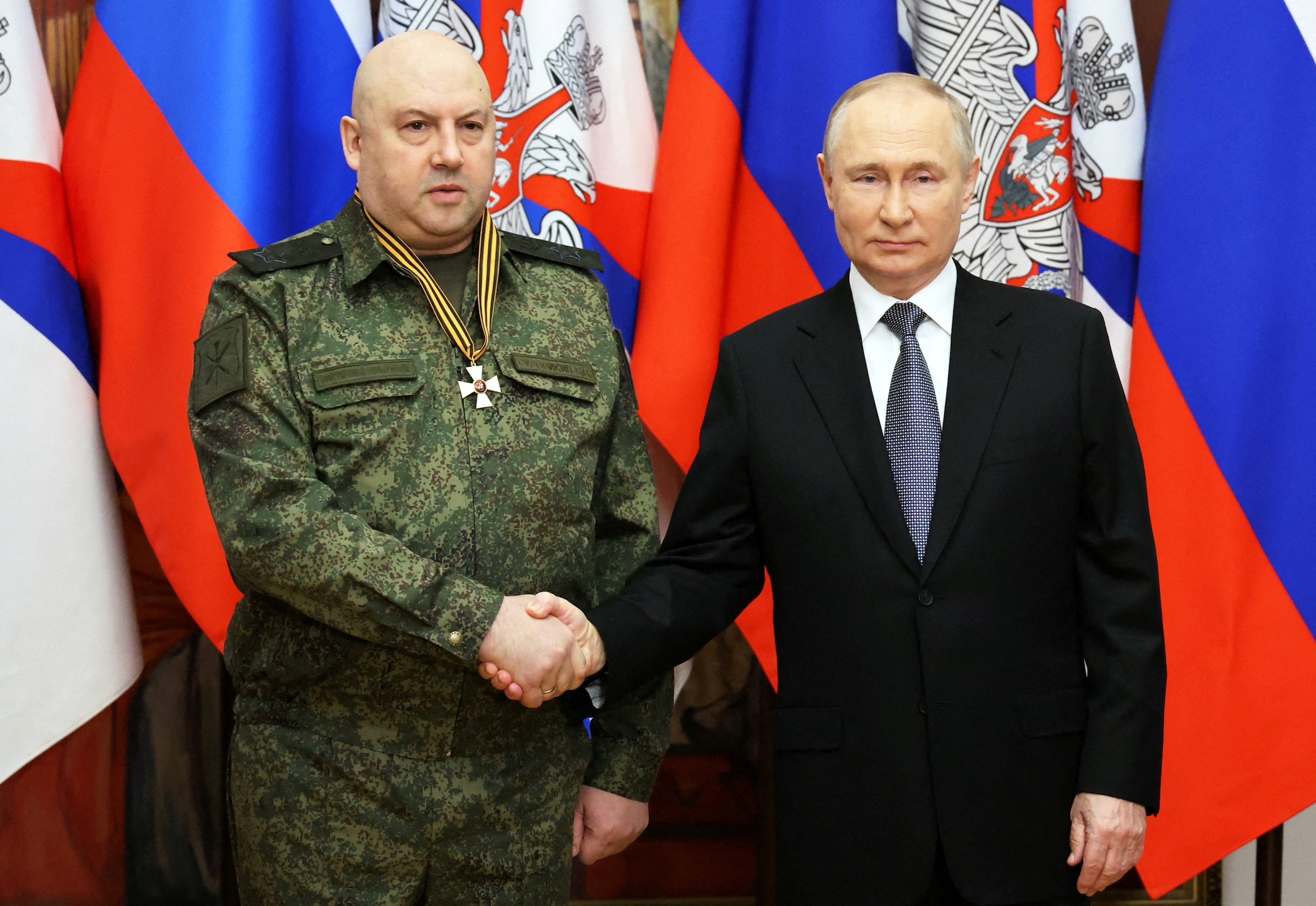 Russian President Vladimir Putin awards General Sergei Surovikin, commander of Russian forces in Ukraine