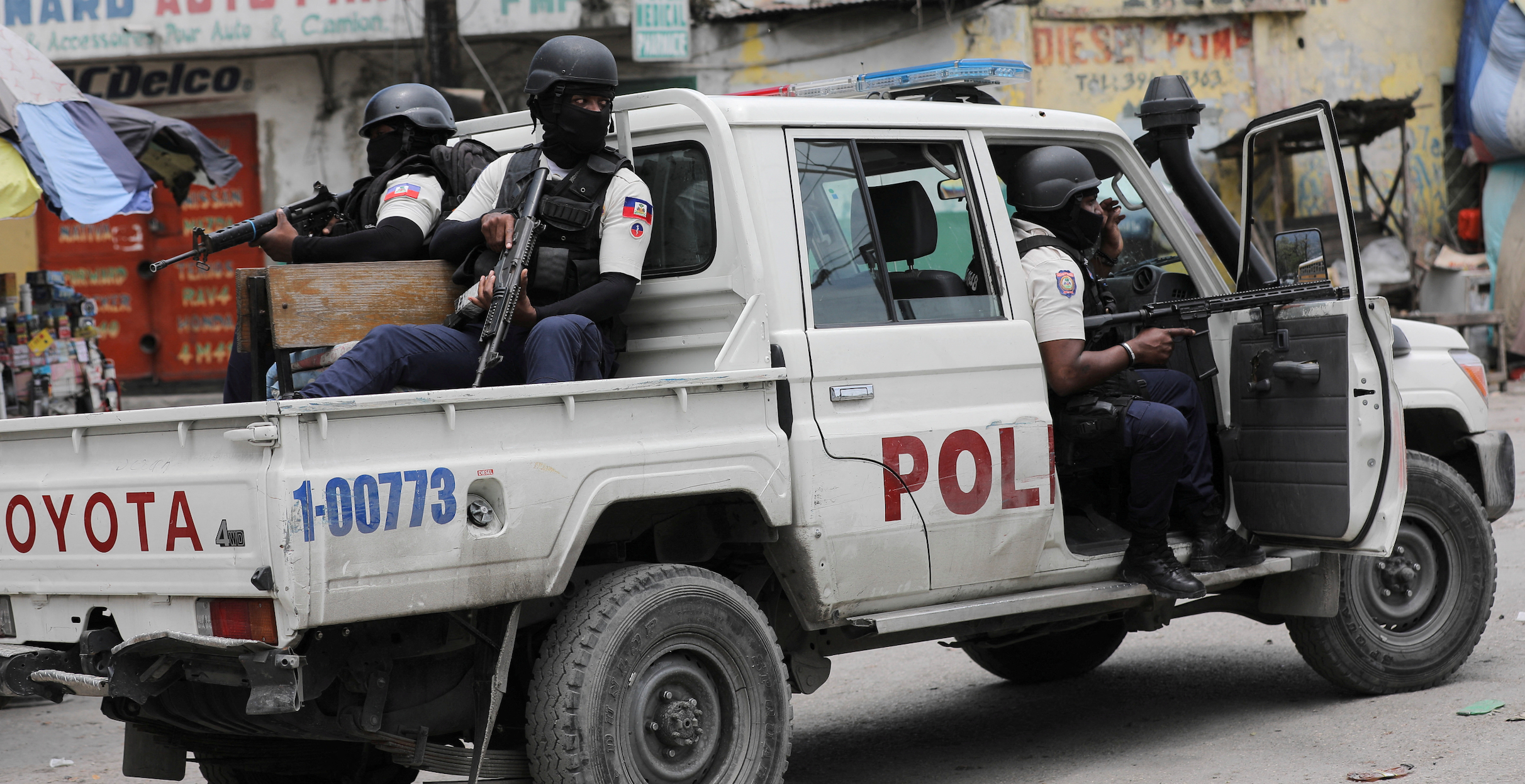 Police patrol the streets after gang members tried to attack a police station