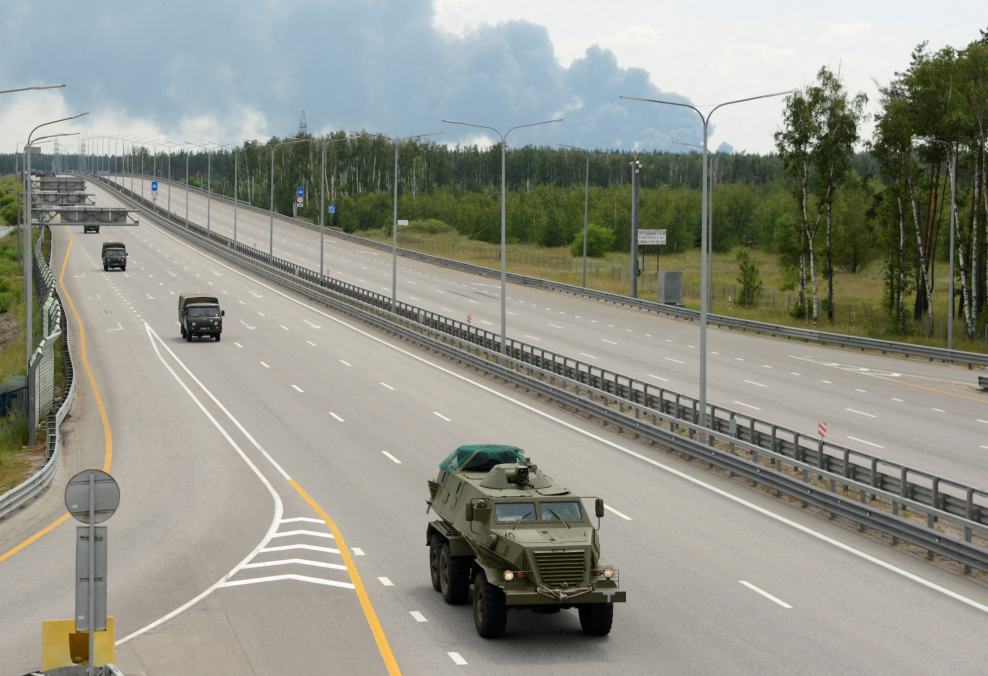 A military column of Wagner private mercenary group drives along M-4 highway