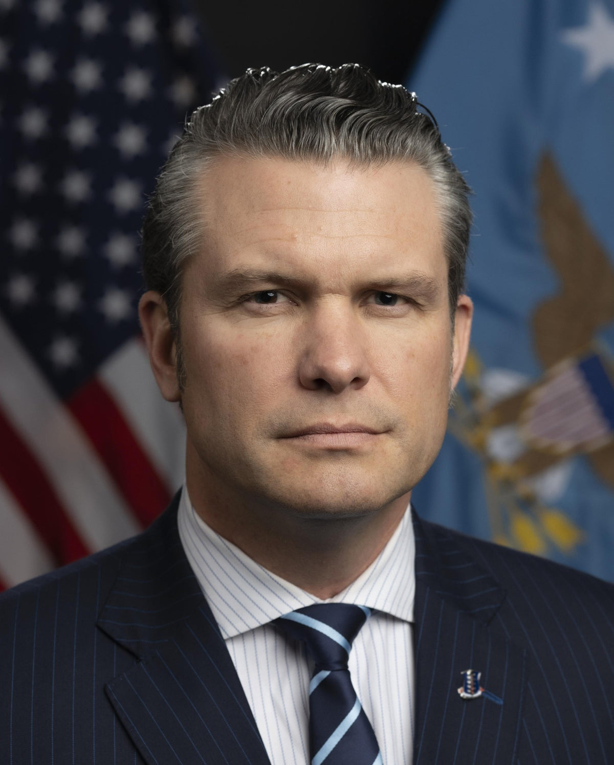 Defense Secretary Pete Hegseth, pictured in his official Pentagon portrait, faces criticism from the British government following remarks questioning NATO allies' combat contributions during the Afghanistan war. (Department of Defense photo by Chad J.