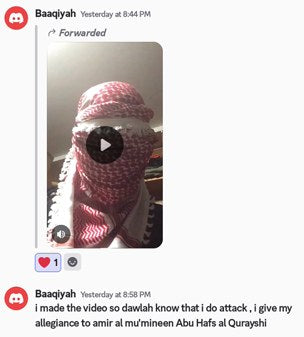 Federal prosecutors identified this image as a screenshot from a video in which Sheikhdoon Abdullahi Mohamud allegedly pledged allegiance to ISIS. Mohamud was arrested October 6 in connection with an alleged mass-shooting plot targeting the Mall of