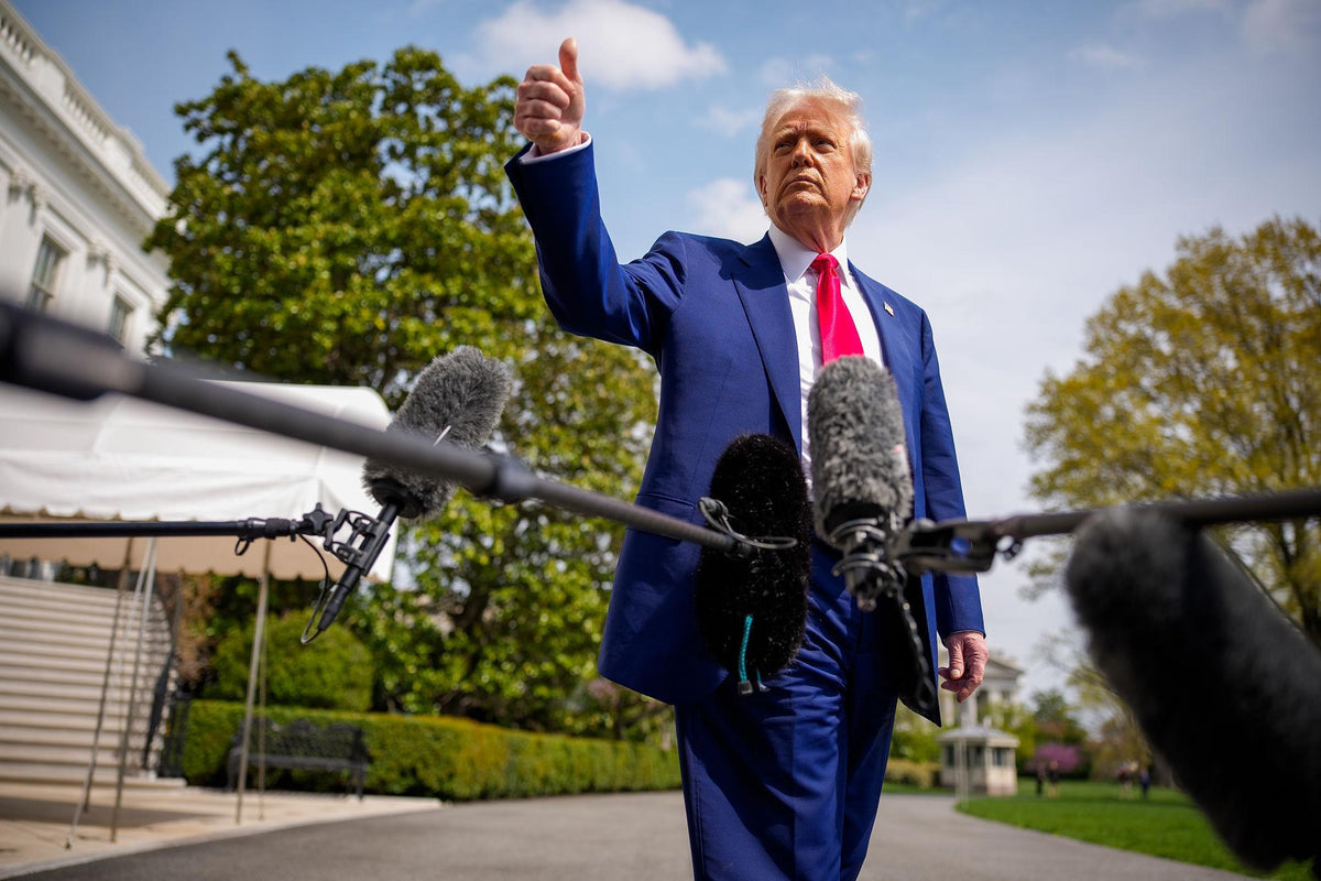 President Donald Trump speaks with members of the media on the White House South Lawn on October 25, 2026, before departing for a campaign trip to Michigan. The following day, Trump announced a $1 million reward offer for reports of voter fraud resulting