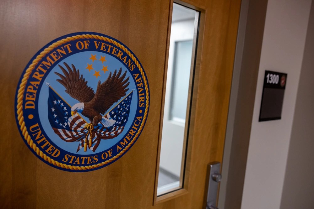 Illustrative photo: The Department of Veterans Affairs seal is displayed at a VA benefits claims intake office at Marine Corps Base Camp Lejeune, North Carolina, on March 18, 2024. This image does not depict Trajector Medical. U.S. Marine Corps photo by