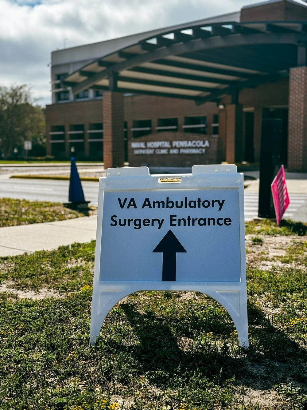 Illustrative photo: A sign directs veterans to a VA ambulatory surgery clinic at Naval Hospital Pensacola, Florida, on Oct. 25, 2023. The image does not depict a specific delayed request examined by the VA inspector general. U.S. Navy photo by Marcus