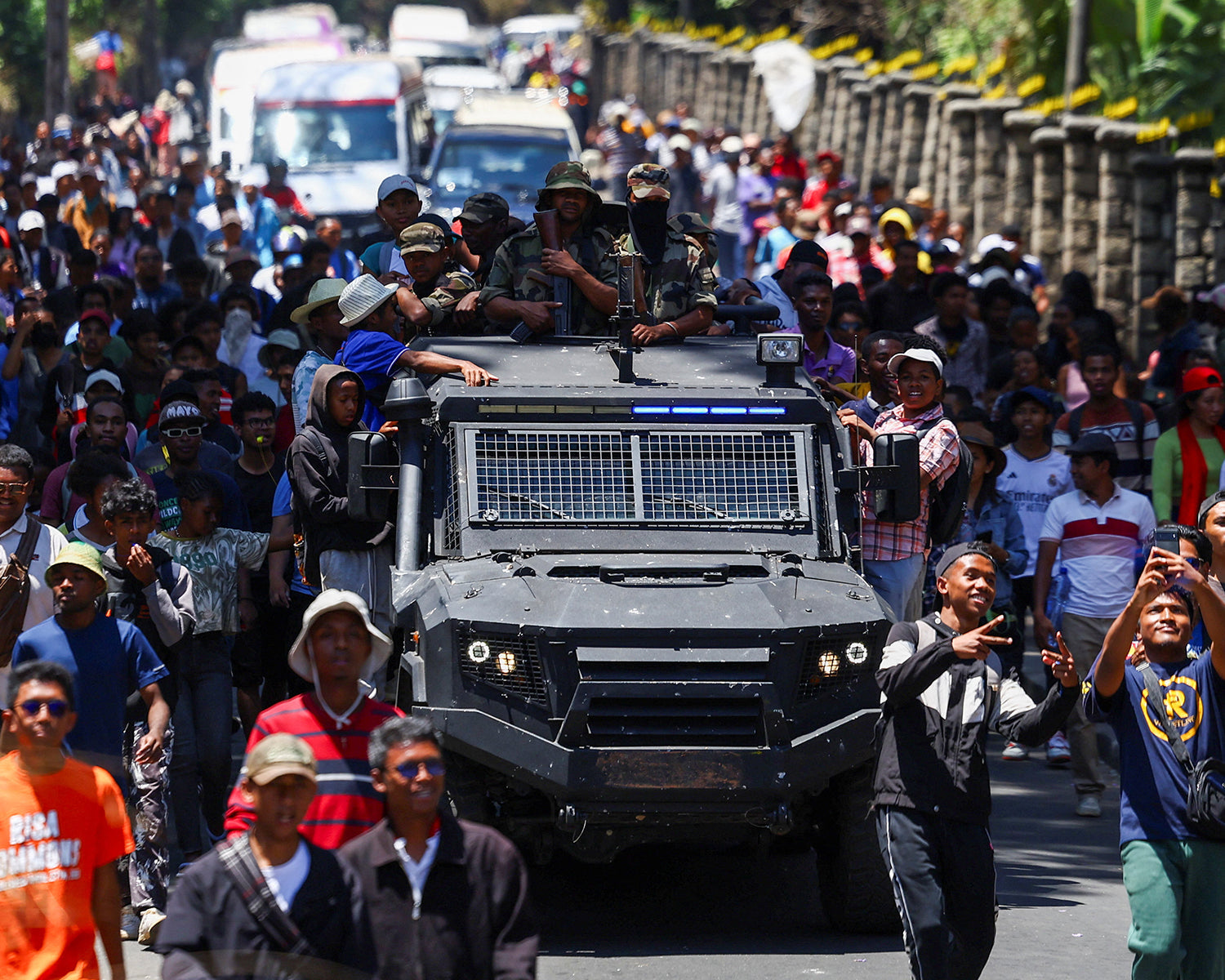 Madagascar's president has left the country on French military plane