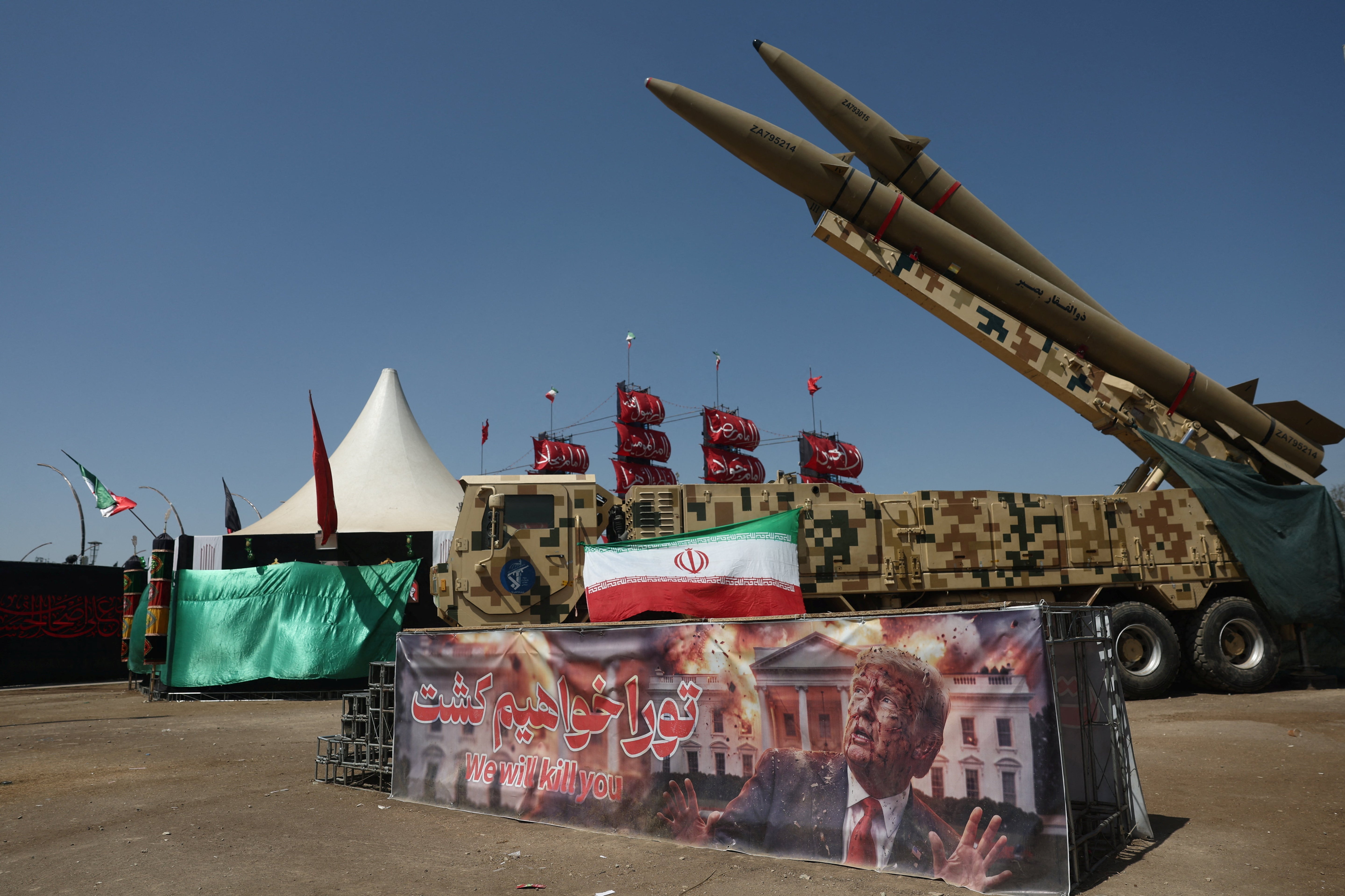 An Iranian missile system is displayed in Azadi Square in Tehran, Iran, July 30, 2026. Majid Asgaripour/WANA (West Asia News Agency) via REUTERS