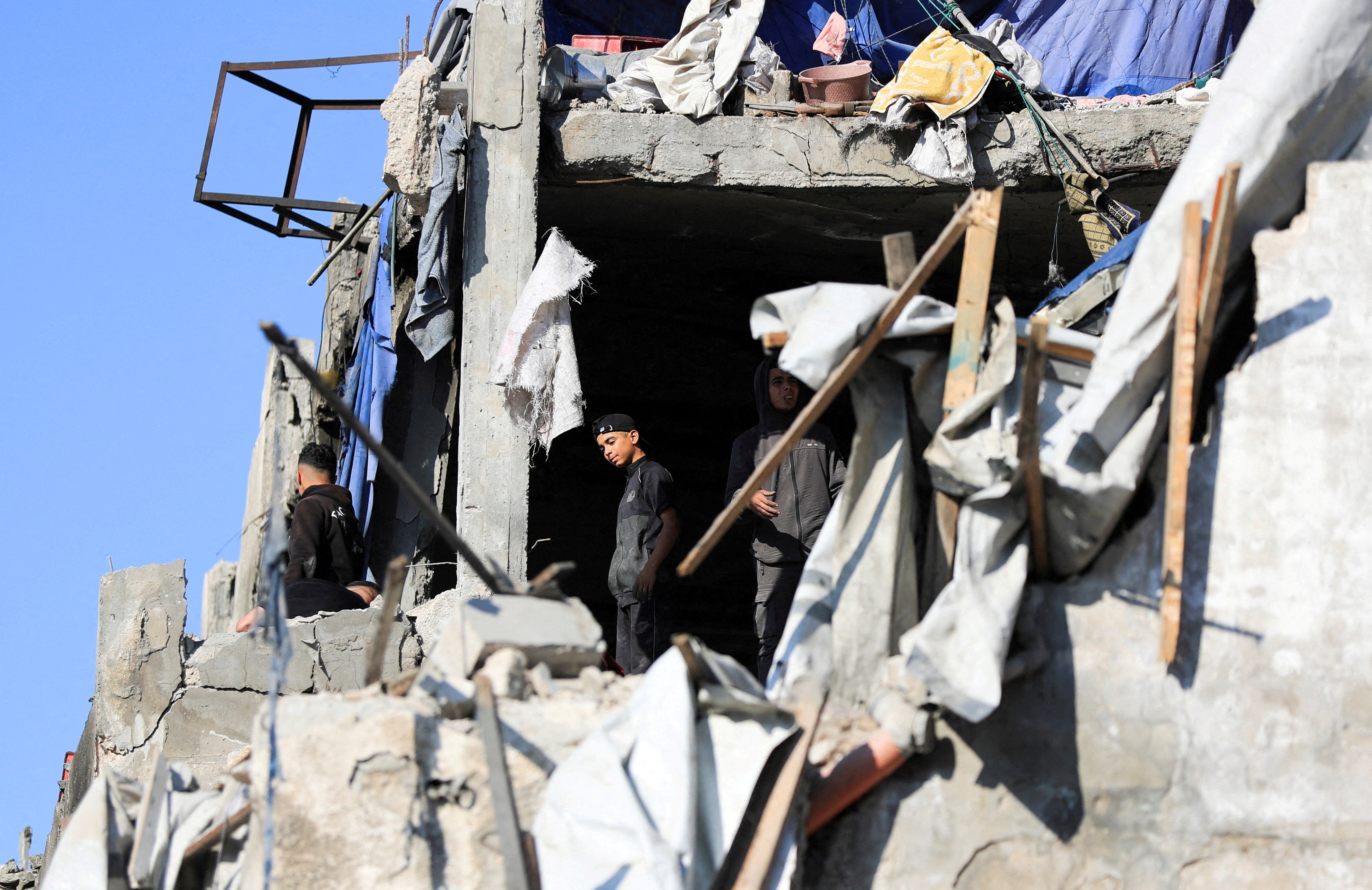 FILE PHOTO: Palestinians inspect the damage at the site of an Israeli strike on Wednesday, in Gaza City, May 28, 2026. REUTERS/Dawoud Abu Alkas/File Photo