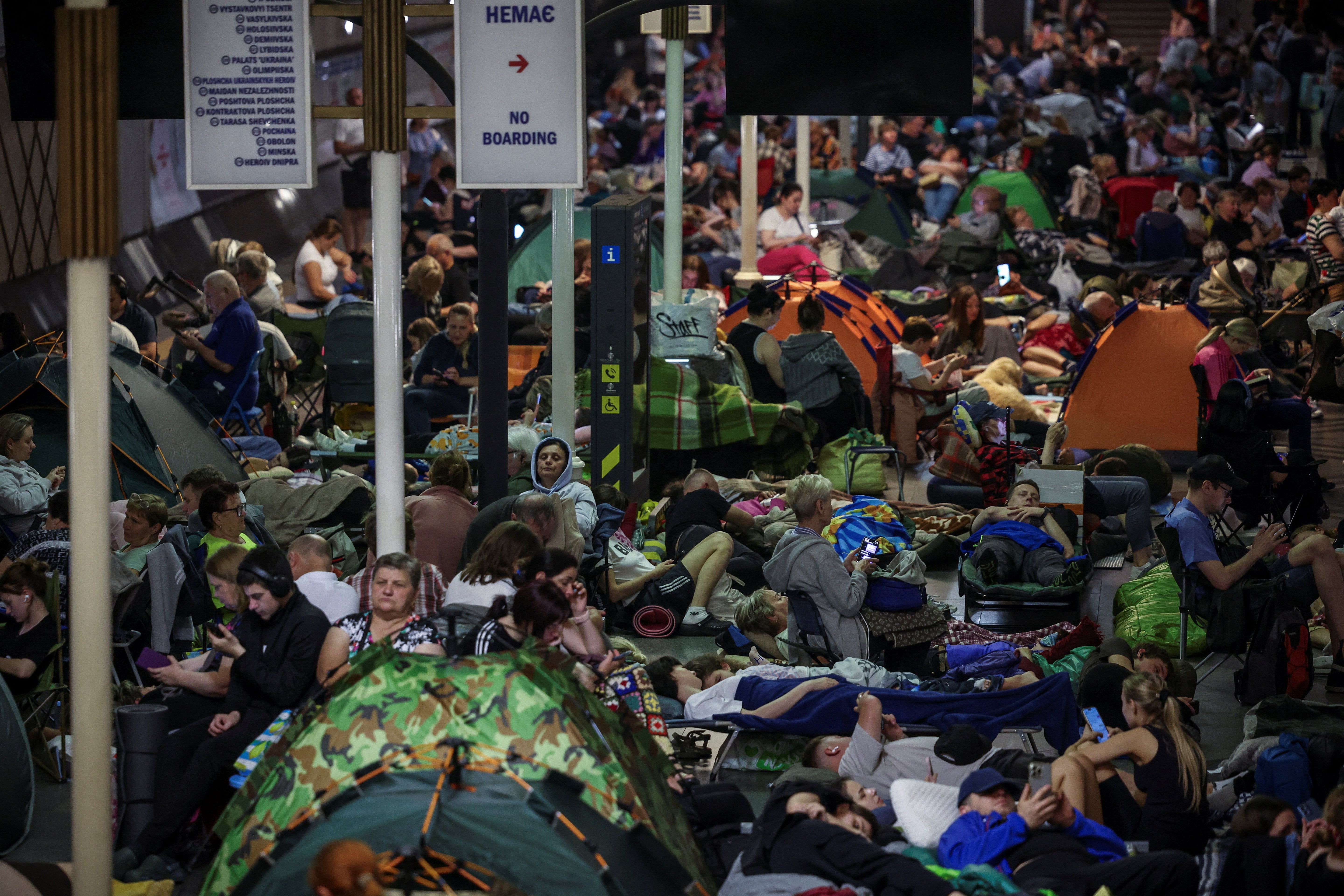FILE PHOTO: People take shelter inside a metro station during an overnight Russian missile and drone strike, amid Russia's attack on Ukraine, in Kyiv, Ukraine July 2, 2026. REUTERS/Alina Smutko/File Photo