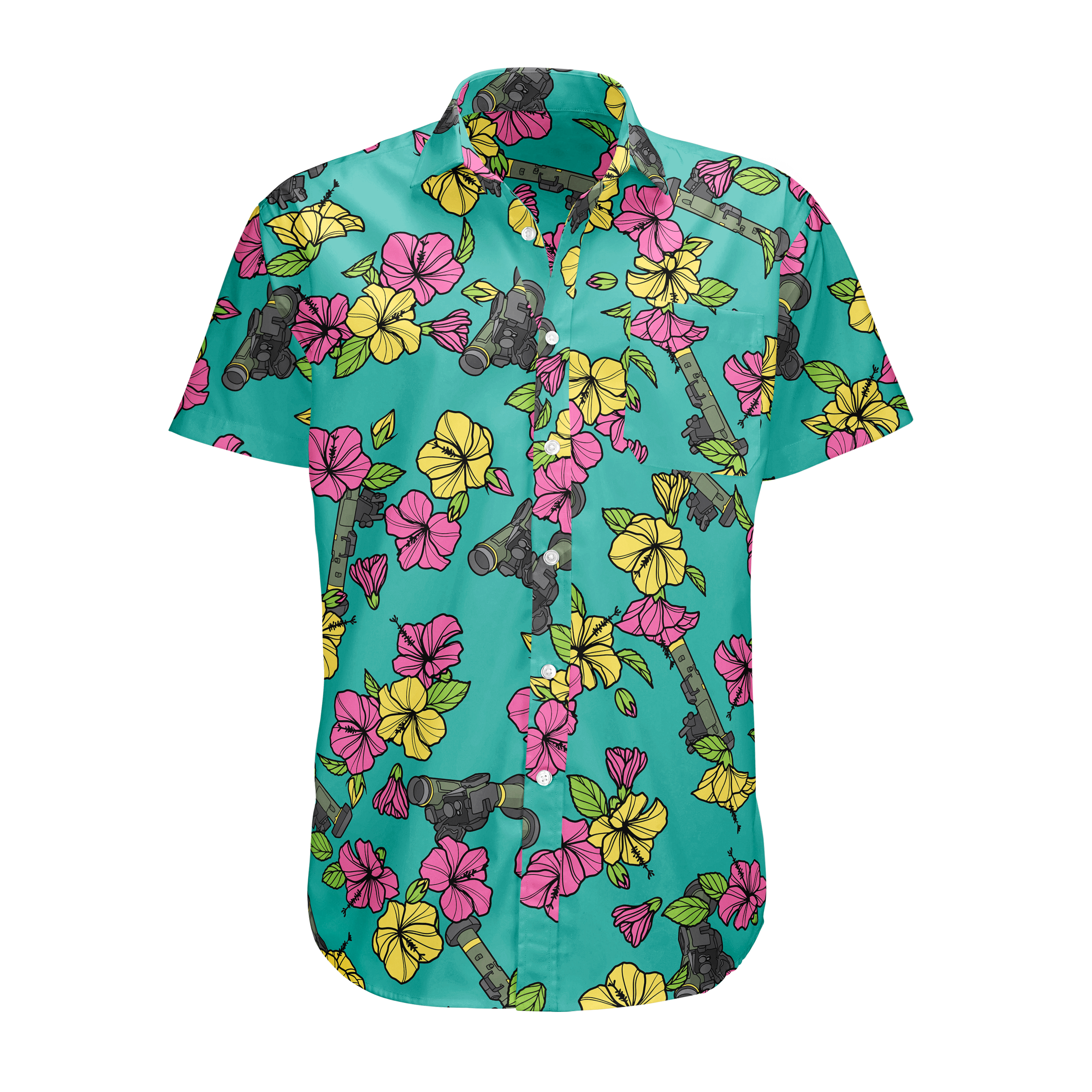 Aloha Javelins & Hibiscuses Button Up Shirt