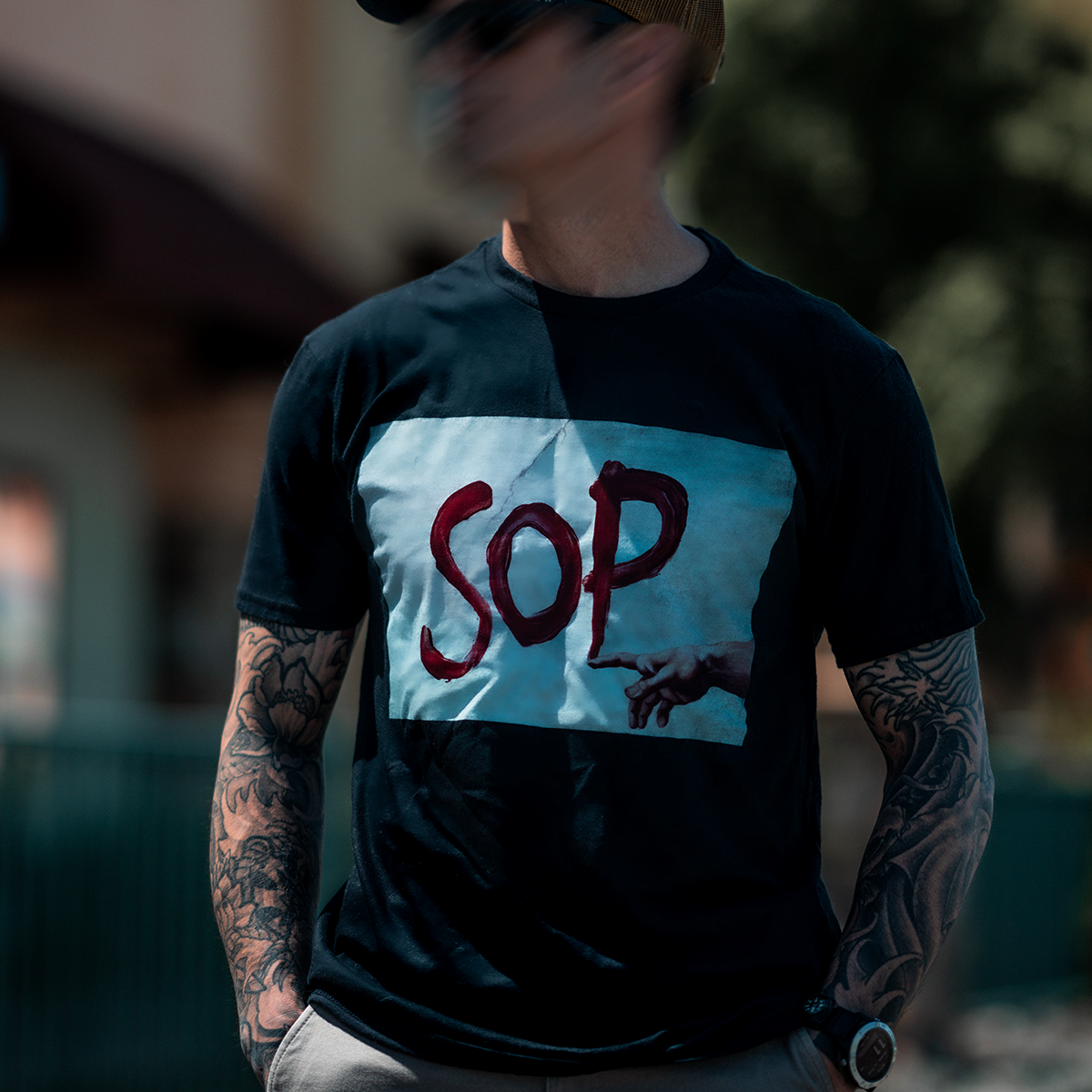 SOP Tee Black on model