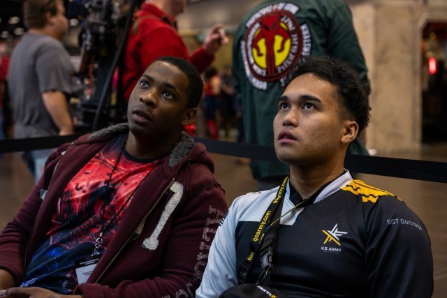 U.S. Army Sgt. Eduardo “EJ” Gonzaga, an Army Esports Team member, competes at a gaming event. The image is illustrative; Gonzaga is not identified as a member of the Fort Stewart battalion offering a four-day GTA VI reenlistment pass.
Credit: U.S. Army