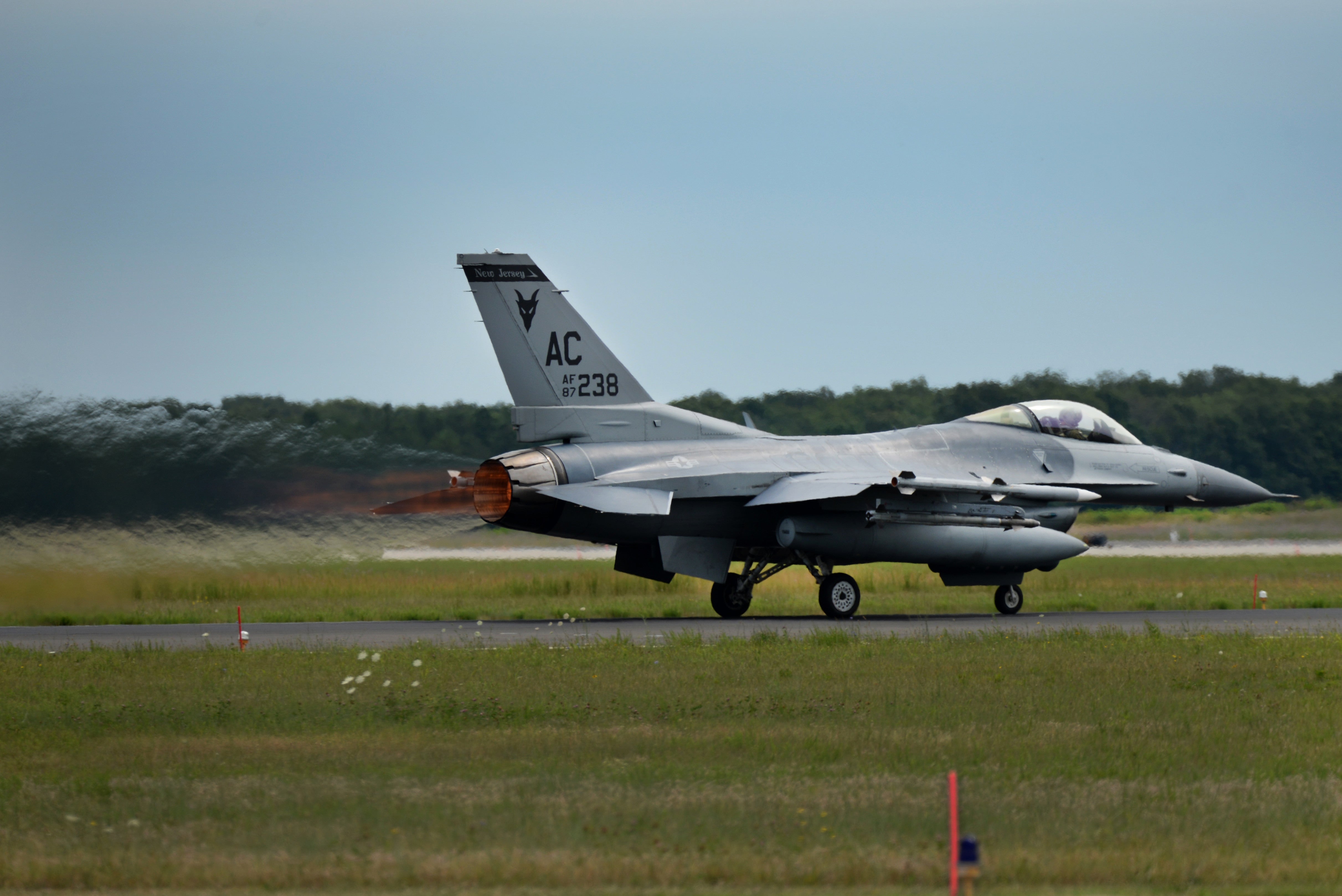 An F-16C Fighting Falcon with the 177th Fighter Wing, New Jersey Air National Guard is seen during a training exercise