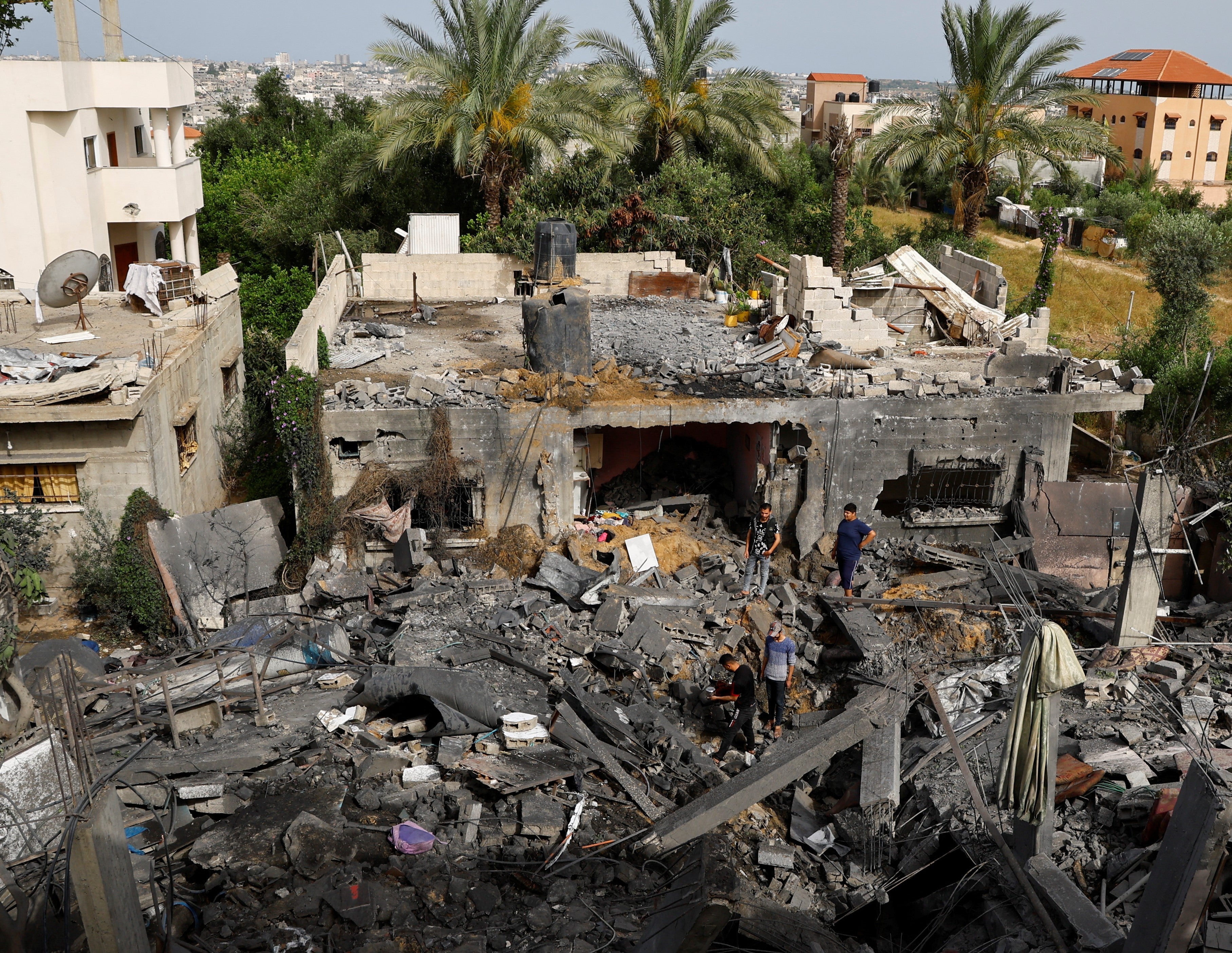 A view of the aftermath of deadly Israeli strikes, in the northern Gaza Strip May 12, 2023