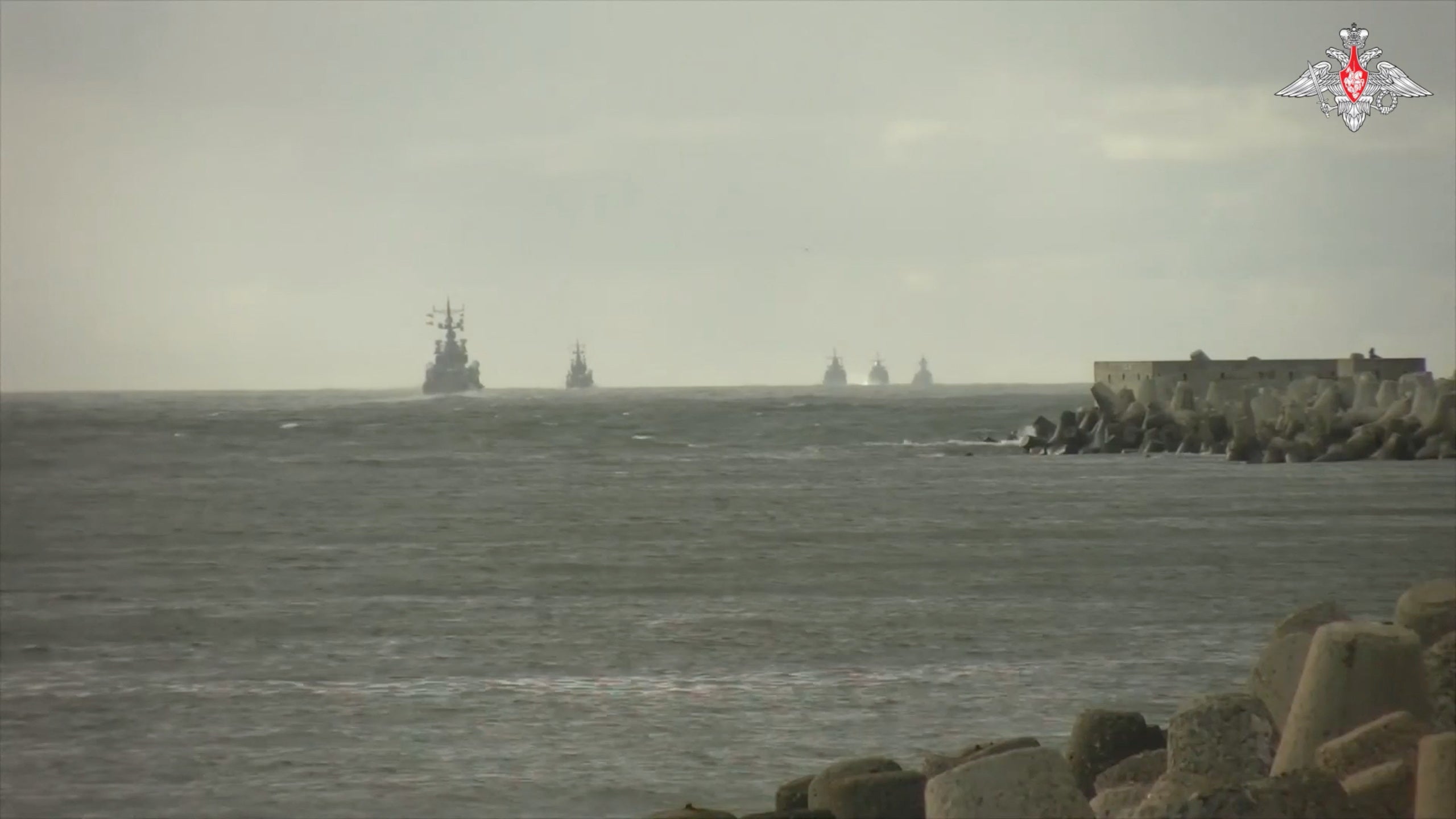 Russian warships take part in naval exercises in the Baltic Sea, in this still image taken from video released June 5, 2023