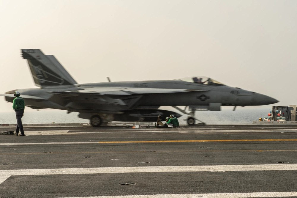 An F/A-18E Super Hornet launches from a steam-powered catapult aboard USS John C. Stennis in the Indian Ocean, Dec. 6, 2018. Illustrative file photo. (U.S. Navy photo by Mass Communication Specialist 3rd Class Jake Greenberg)