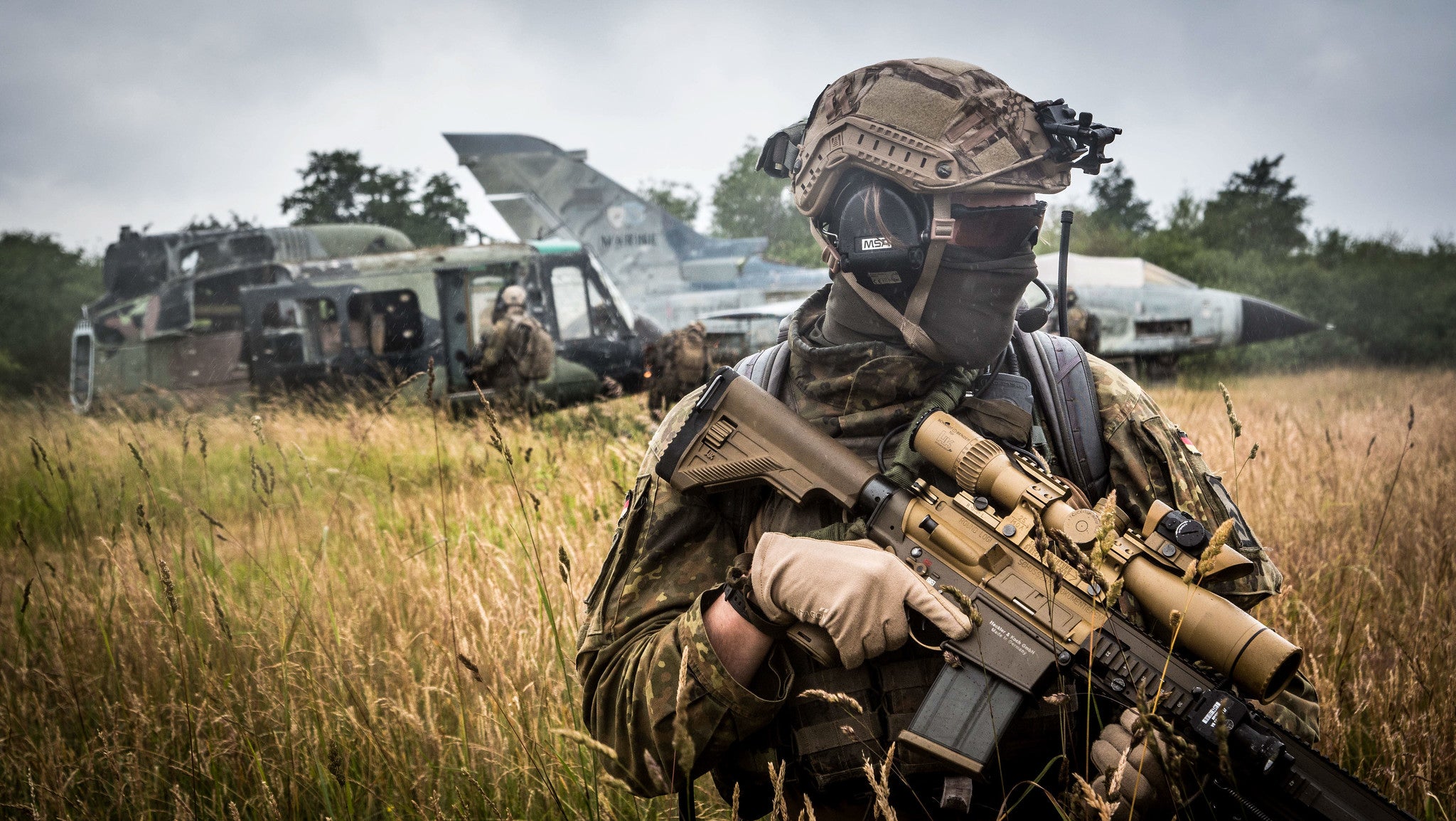 German troops from a special operations unit execute a simulated personnel recovery mission in northern Germany