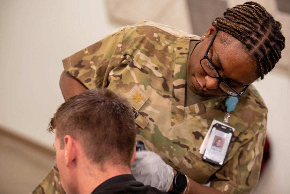 Illustrative file photo — A Soldier demobilizing from an overseas tour receives a medical screening at Fort Bliss, Texas, July 27, 2023. U.S. Army Reserve photo by Staff Sgt. Christopher Hernandez