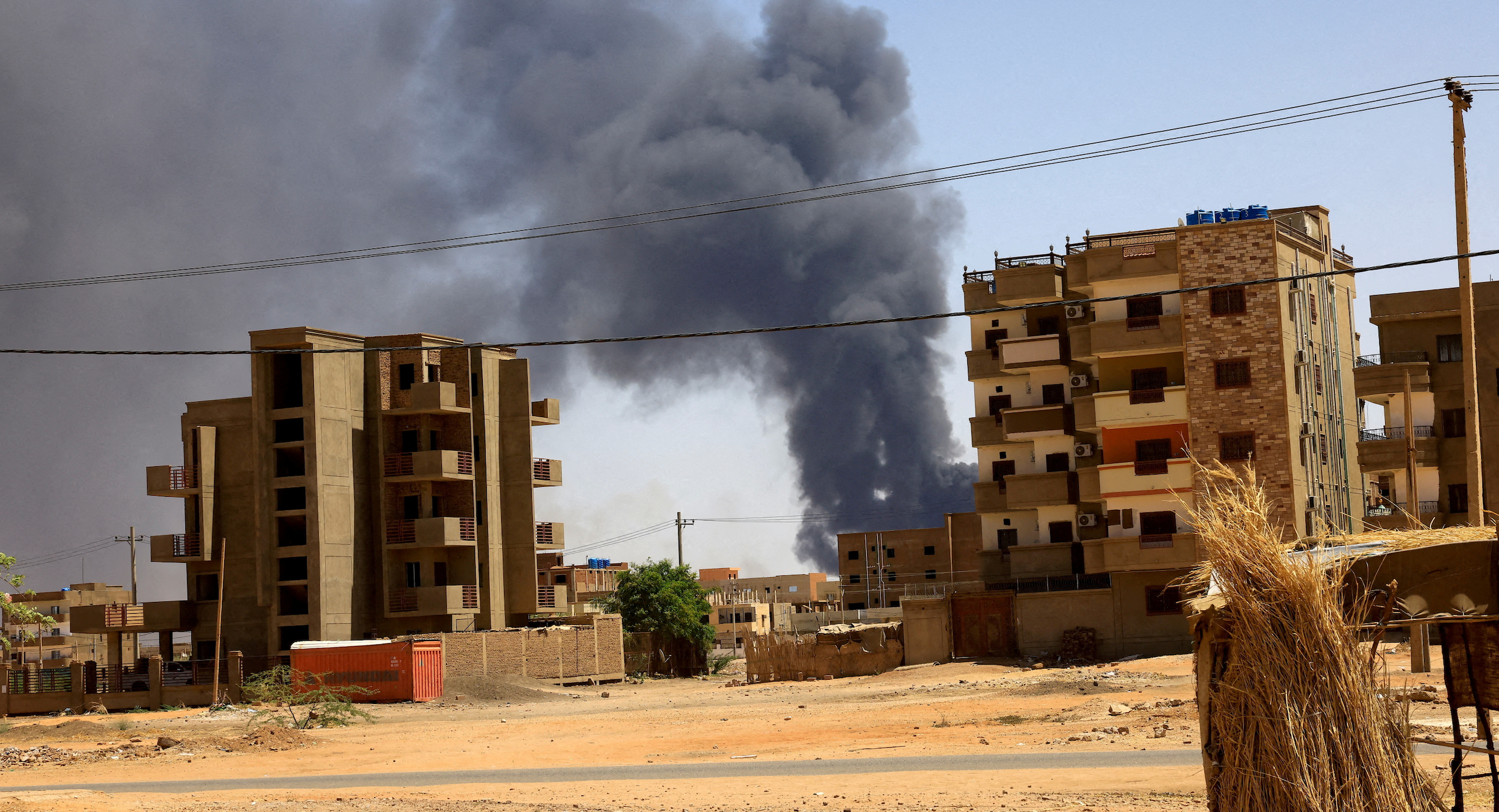 Smoke rises above buildings after an aerial bombardment, during clashes between the paramilitary Rapid Support Forces and the army in Khartoum North, Sudan