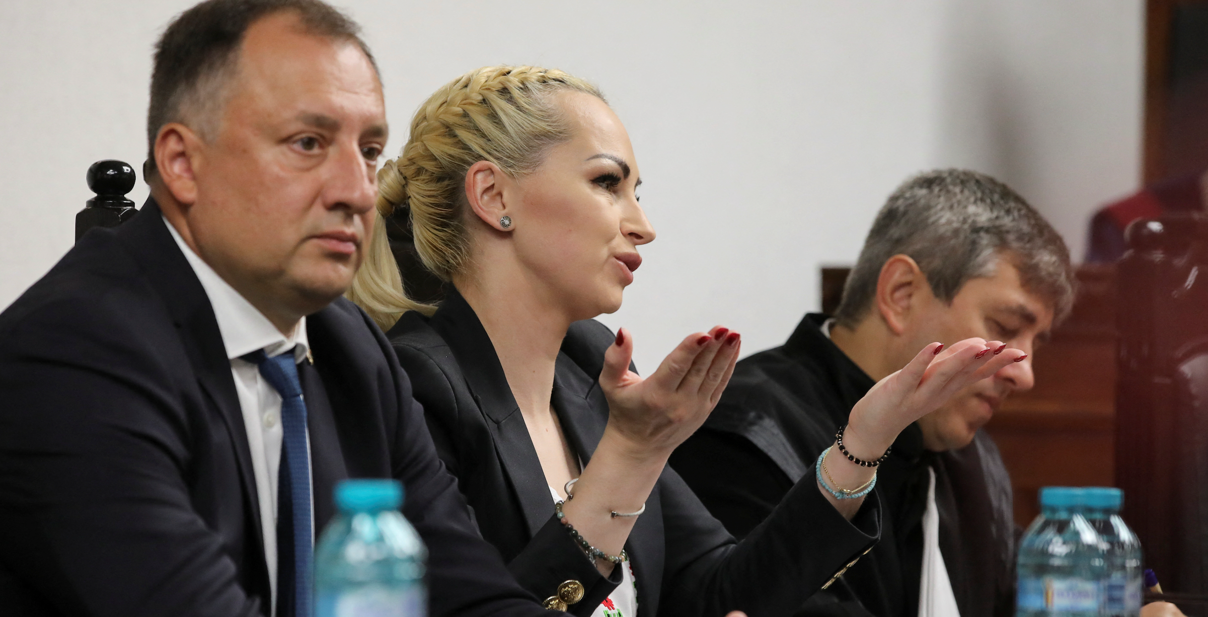  Marina Tauber, leader of the opposition pro-Russian political party Shor, delivers a speech during a hearing of the Constitutional Court in Chisinau, Moldova