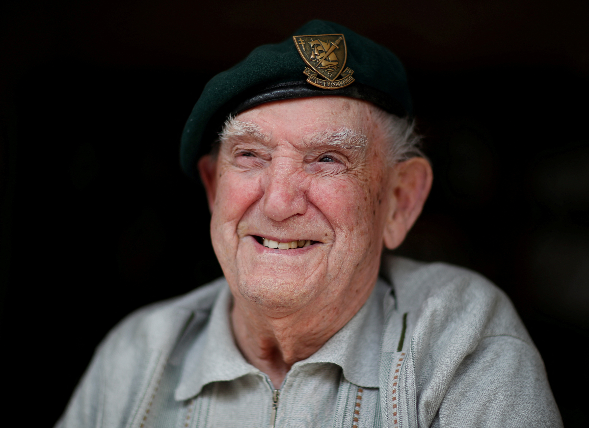 Former member of French Captain Philippe Kieffer's green berets commando Leon Gautier, 96 years old