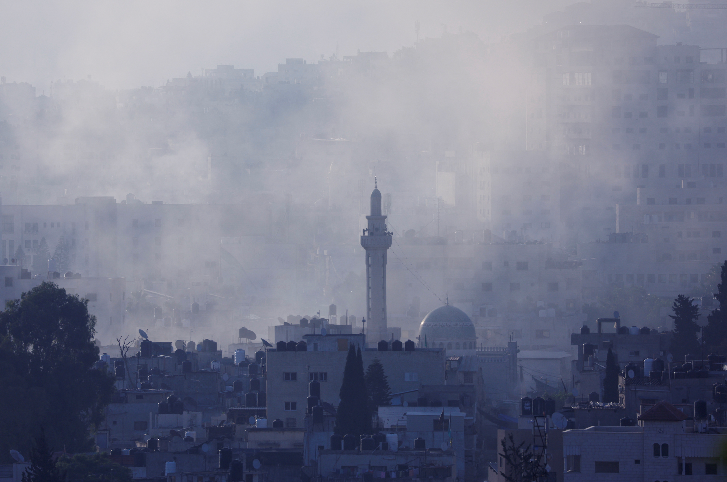 Smoke rises during an Israeli military operation in Jenin