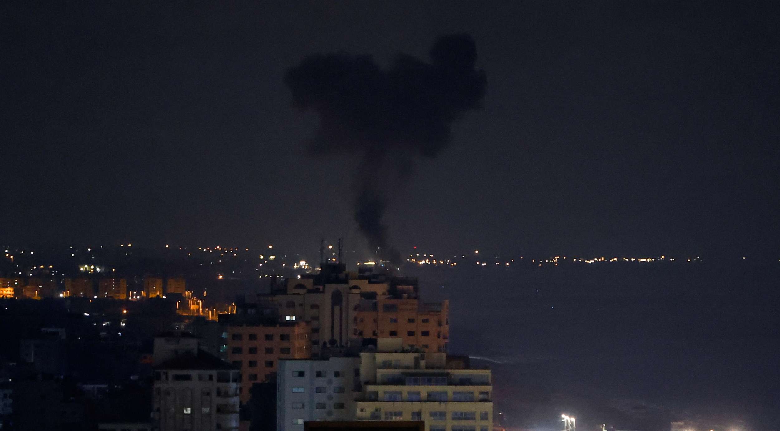 Smoke rises during Israeli airstrikes in Gaza City