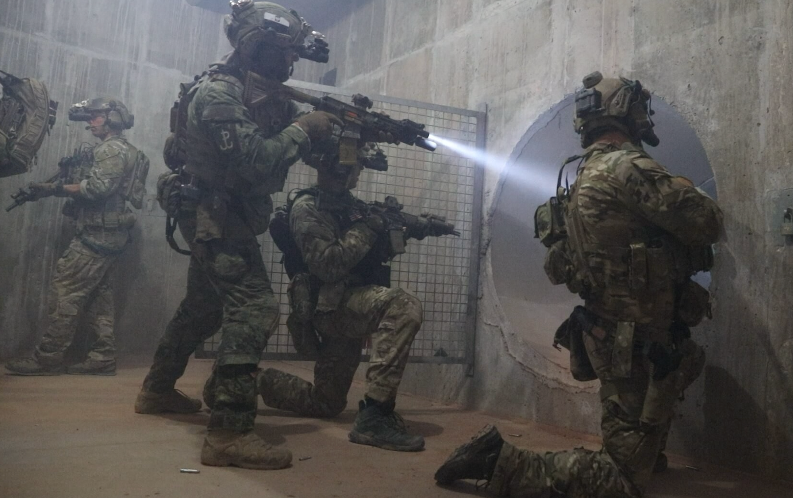 U.S. Army Green Berets assigned to 10th Special Forces Group (Airborne), conduct Close-Quarters Battle (CQB)