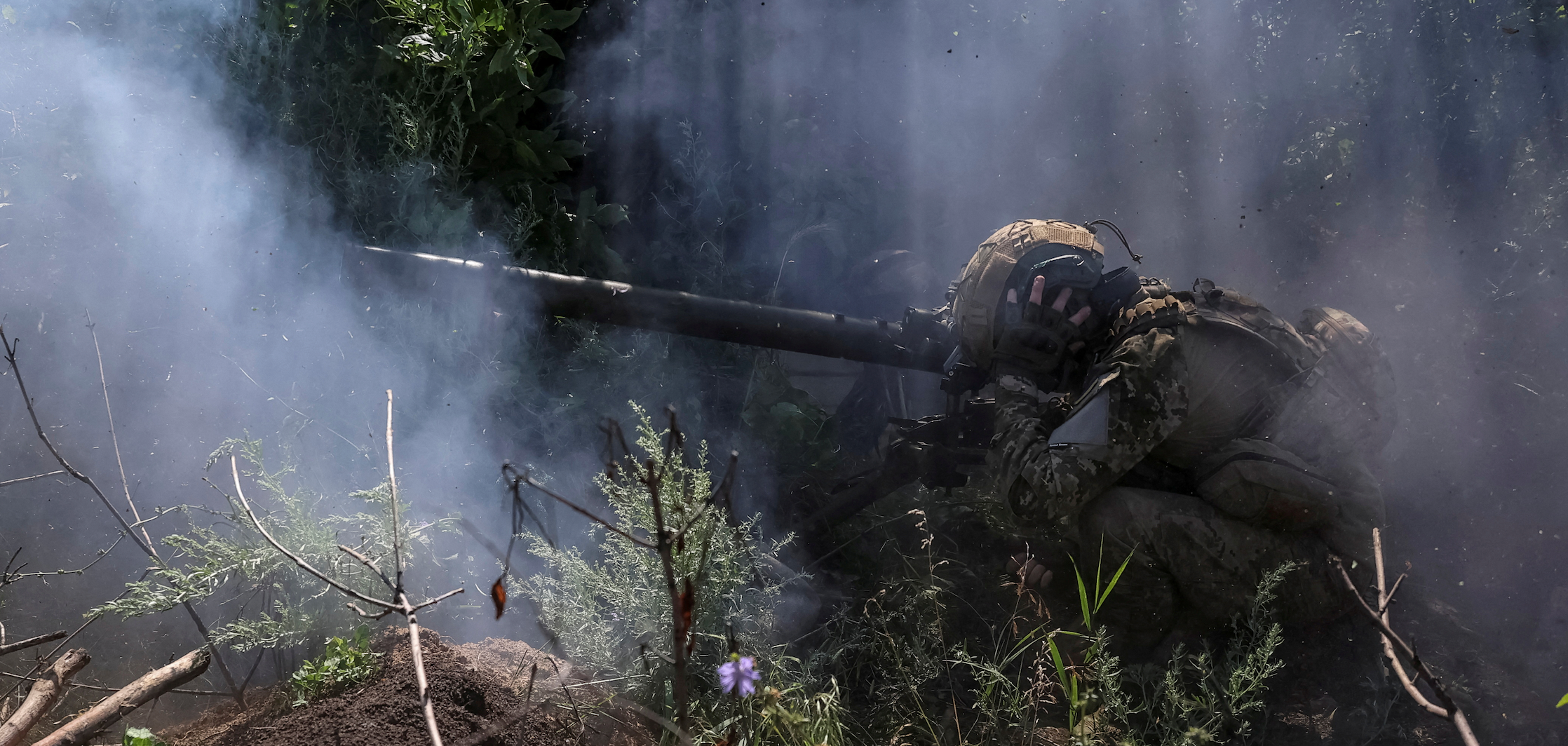 A Ukrainian serviceman, of the 10th separate mountain assault brigade of the Armed Forces of Ukraine