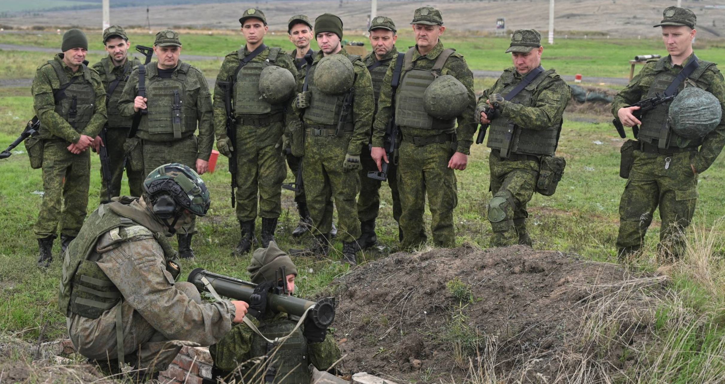 Reservists train at a range in Russia's Rostov