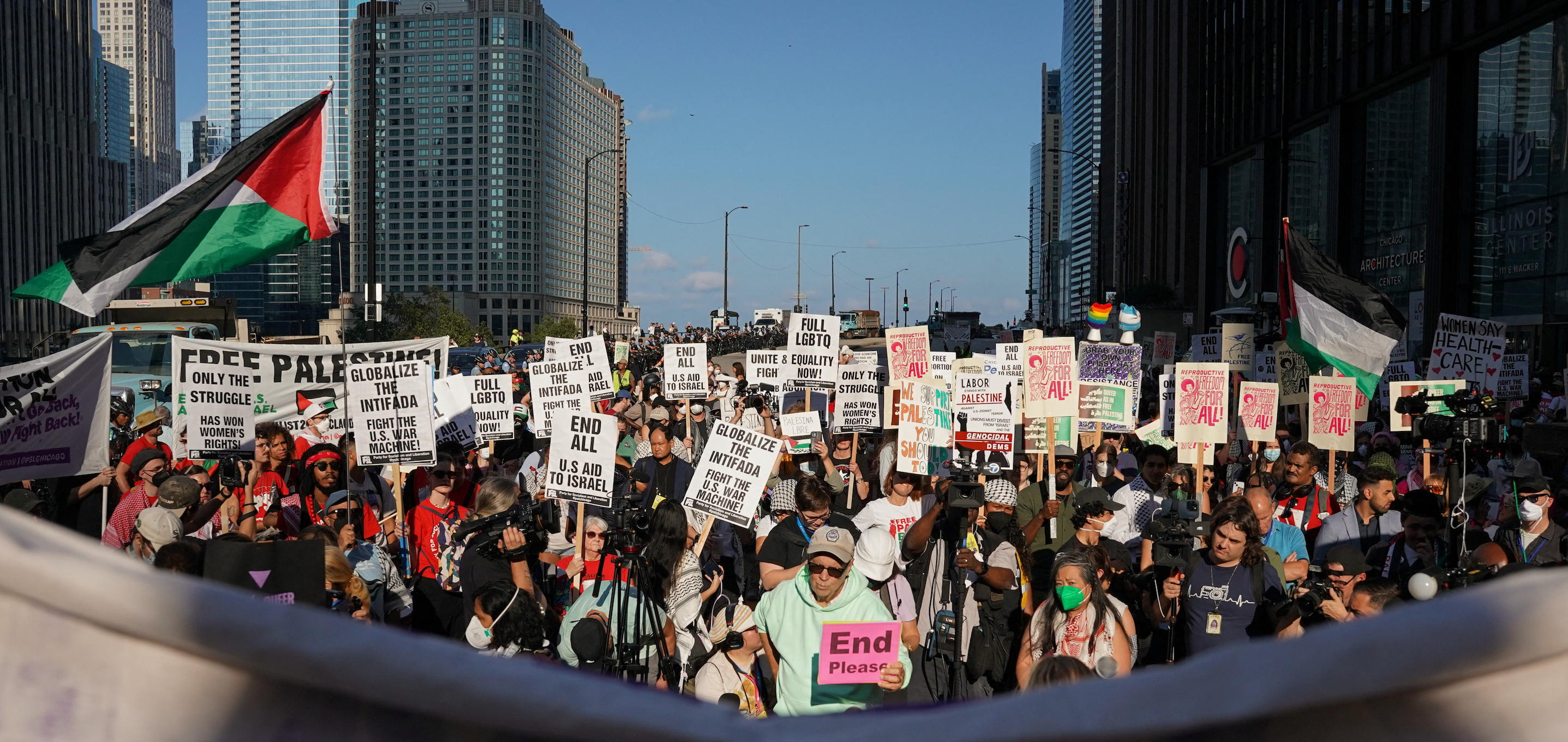 Thousands march against Gaza war at Democratic convention