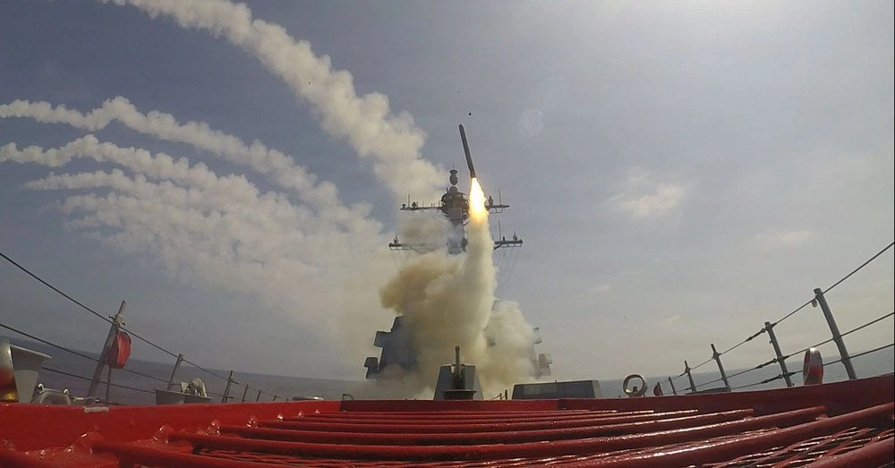 An Arleigh Burke-class guided-missile destroyer USS Frank E. Petersen Jr. fires a Tomahawk Land Attack Missile during Operation Epic Fury, Feb. 28, 2026. (U.S. Navy photo)