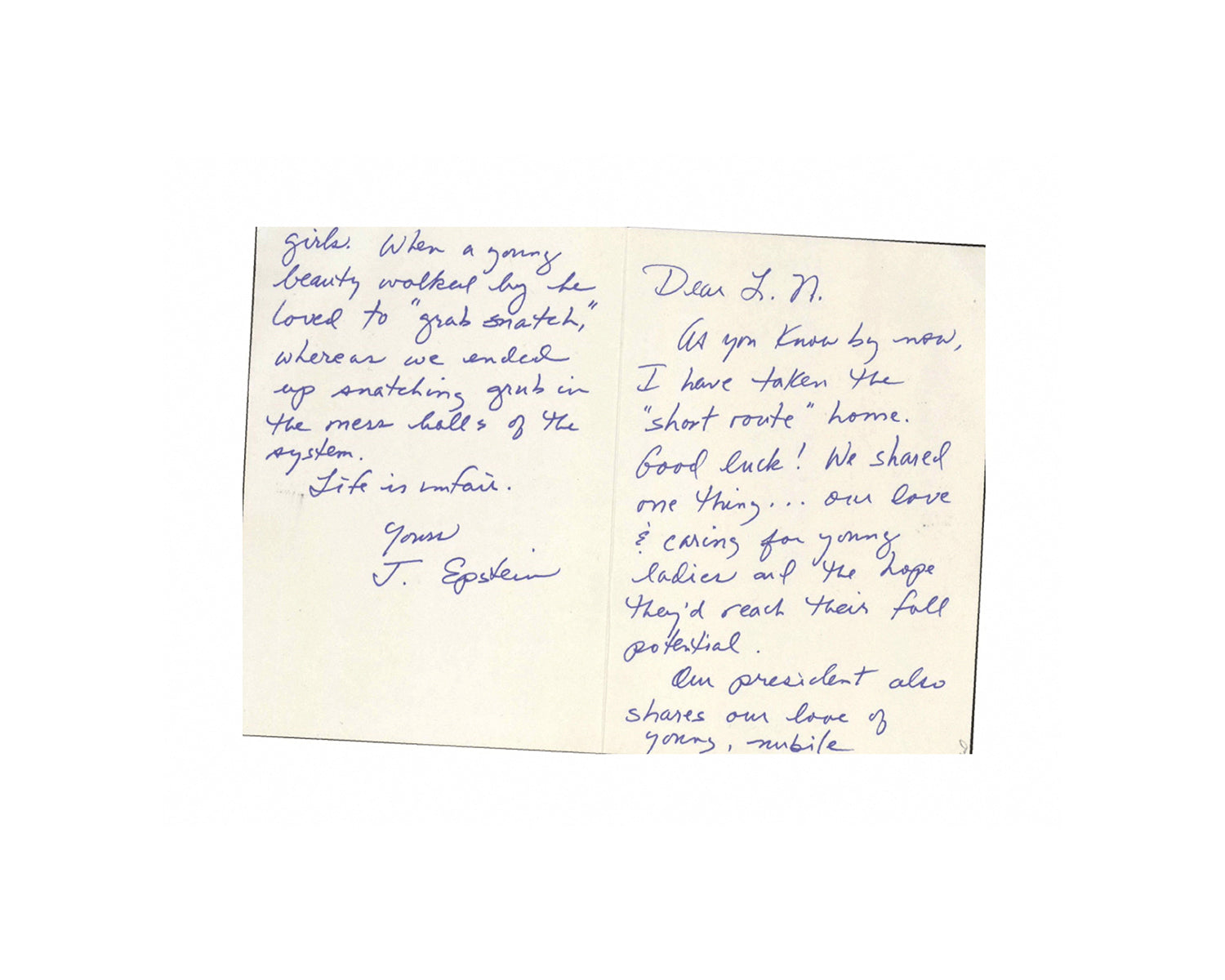 “Our president also shares our love of young, nubile girls”, Epstein wrote Larry Nassar in 2019 letter