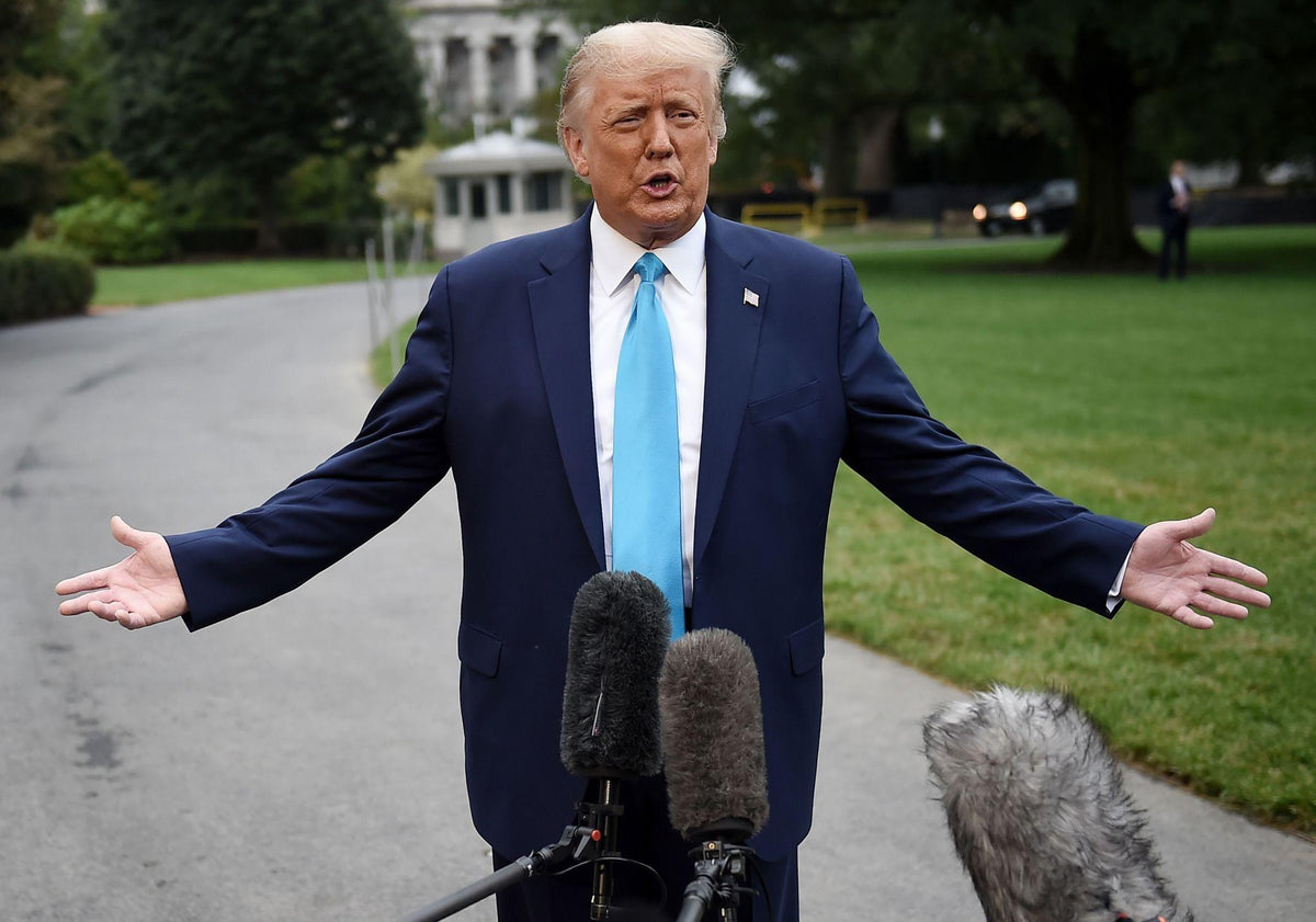 President Donald Trump speaks with reporters outside the White House on October 3, 2026. Following deadly attacks on Riyadh's international airport a week later, Trump said the United States was considering joining Saudi military strikes against the