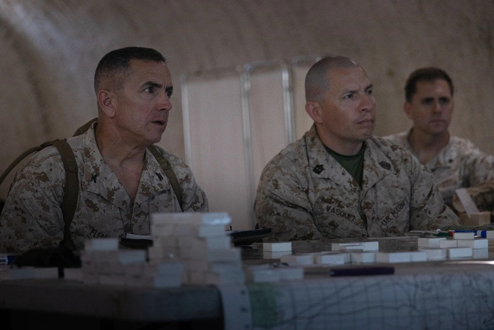 U.S. Marine Corps Col. James D. Fleming participates in a wargame during Integrated Training Exercise 3-25 at Twentynine Palms, California, June 7, 2025. The Marine Corps is developing a new warfighter evaluation that will test colonels seeking promotion