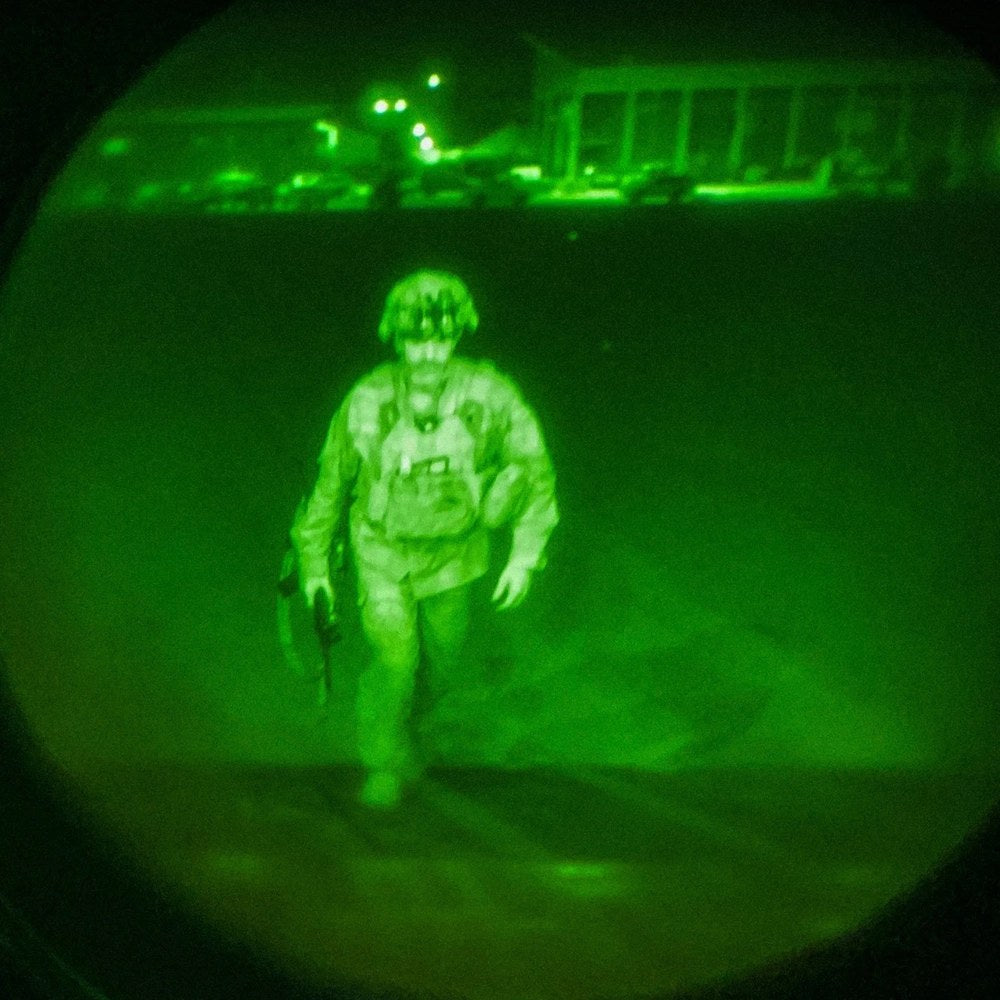Then-Maj. Gen. Christopher Donahue, commander of the 82nd Airborne Division, boards the final U.S. military flight from Kabul, Afghanistan, Aug. 30, 2021. Donahue was the final American service member to leave Afghanistan. U.S. Army photo by Master Sgt.