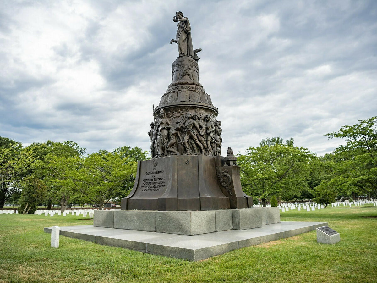 The Confederate Memorial stands in Section 16 of Arlington National Cemetery in a July 13, 2020, photograph. The monument was removed in December 2023. The Army now estimates it will cost approximately $9 million to restore and reinstall the sculpture,
