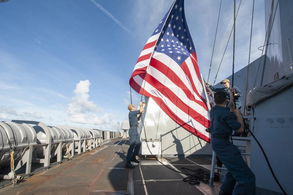 Illustrative file photo. U.S. Navy sailors work aboard USS New Orleans in the Seventh Fleet area in August 2021. Amherst student Joe Reigel served aboard USS New Orleans during his Navy career before enrolling at Amherst College. Reigel says he paid