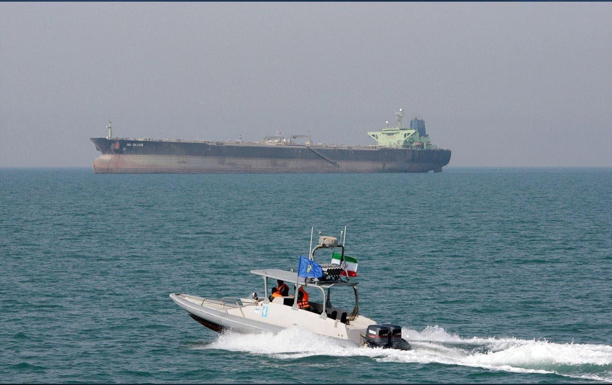 Iranian Revolutionary Guard fast-attack craft approach the Panama-flagged oil tanker Niovi in the Strait of Hormuz on May 3, 2023, in a U.S. Navy surveillance image. On October 22, 2026, Iran claimed seven vessels had been damaged in the region and