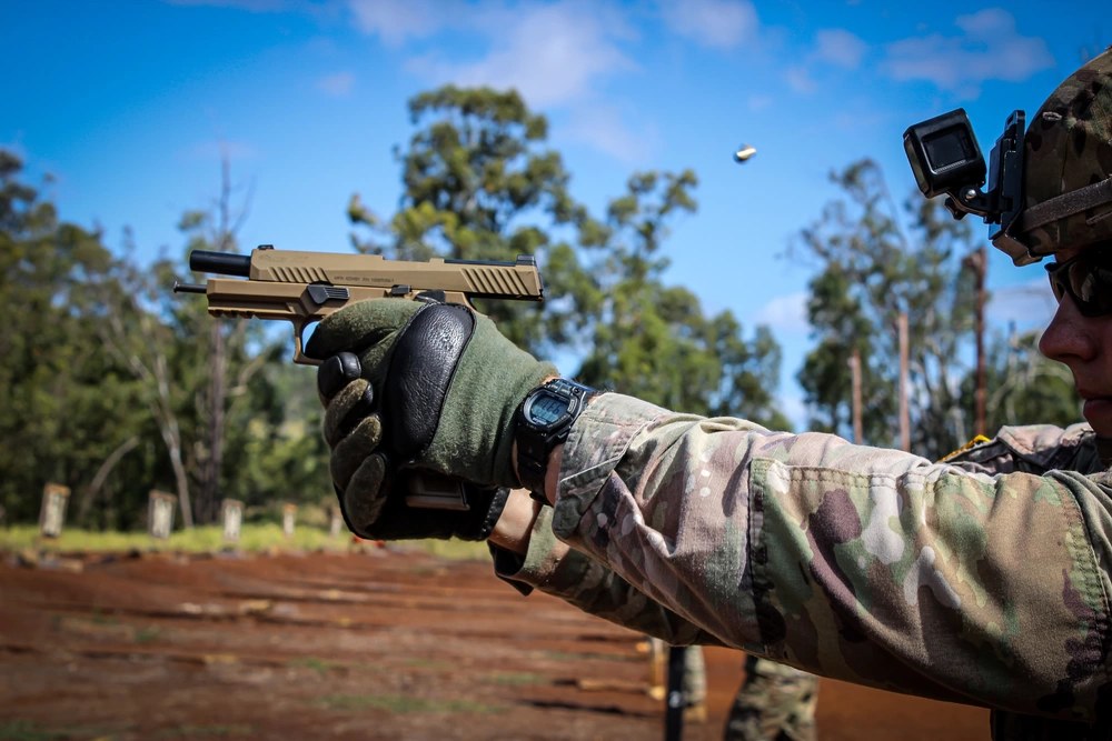 Illustrative file photo — A U.S. Army soldier fires a Sig Sauer M17 handgun during weapons qualification in Hawaii in August 2020. The Fifth Circuit ruled Sept. 18, 2026, that federal restrictions on direct interstate handgun purchases violate the Second