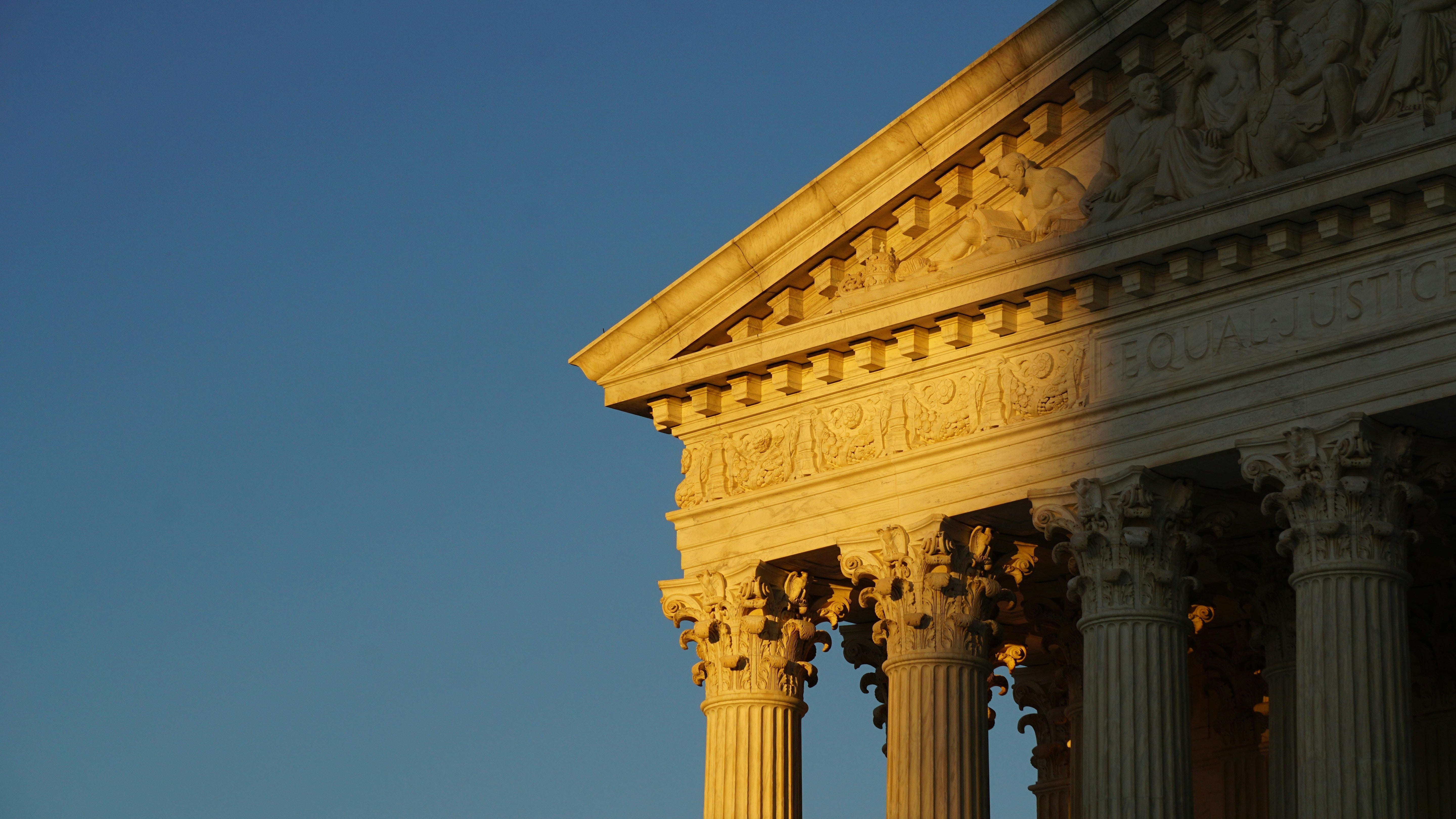 The front façade of the Supreme Court of the United States in Washington, DC.    Photo by Ian Hutchinson