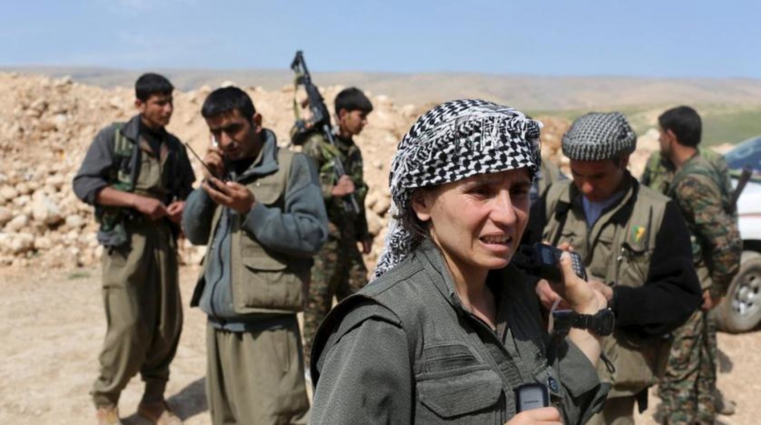 Kurdistan Workers Party (PKK) fighters are pictured in Sinjar, northwest Iraq