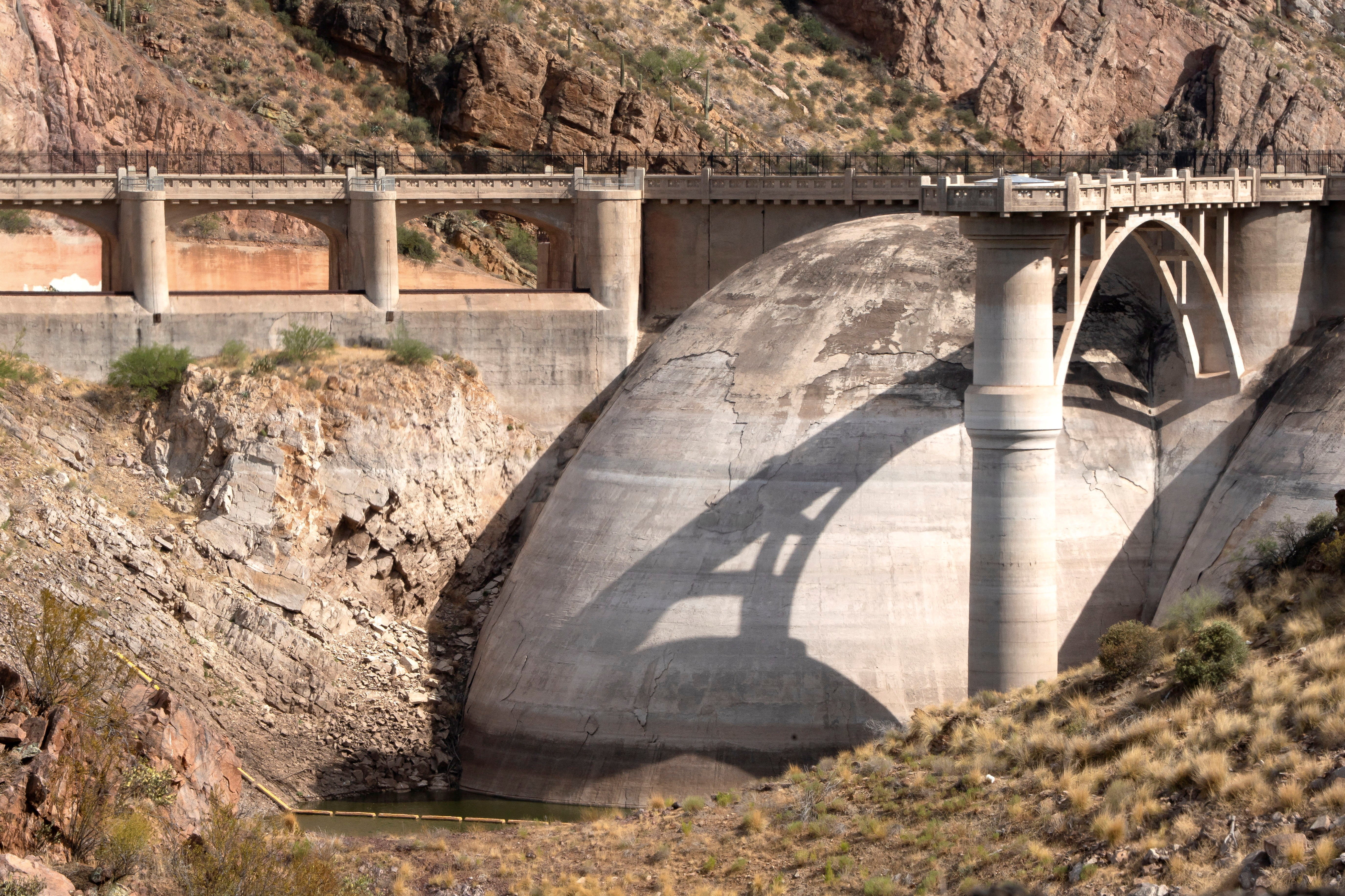 FILE PHOTO: A view of Coolidge Dam at San Carlos Reservoir near Peridot, Arizona, U.S. July 3, 2026.  REUTERS/Rebecca Noble/File Photo