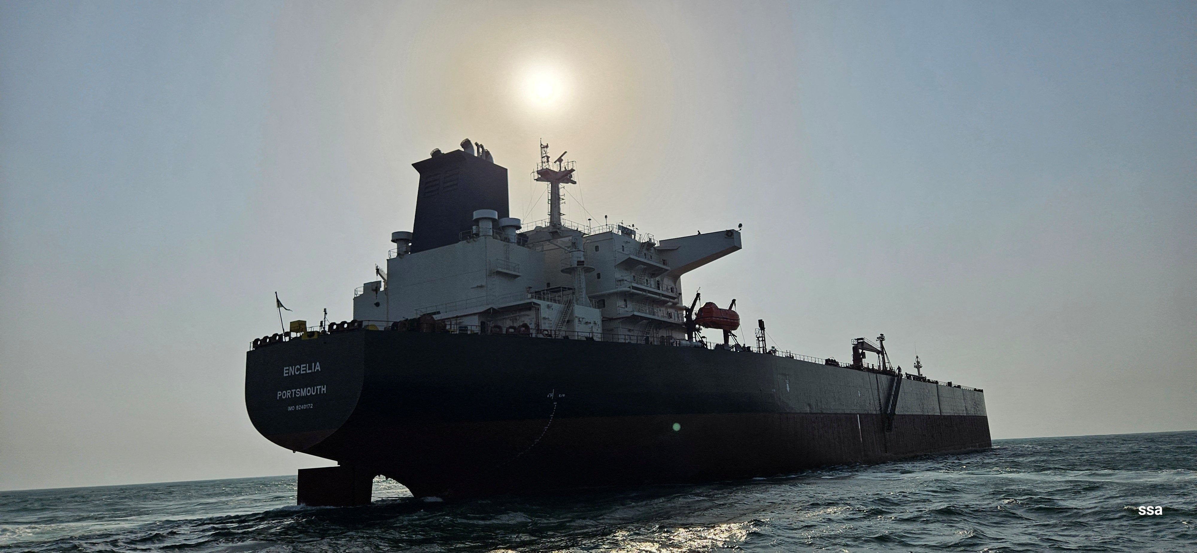 A handout picture taken on July 4, 2024 shows tanker Encelia at sea. Shine Samuel Abraham/Handout via REUTERS